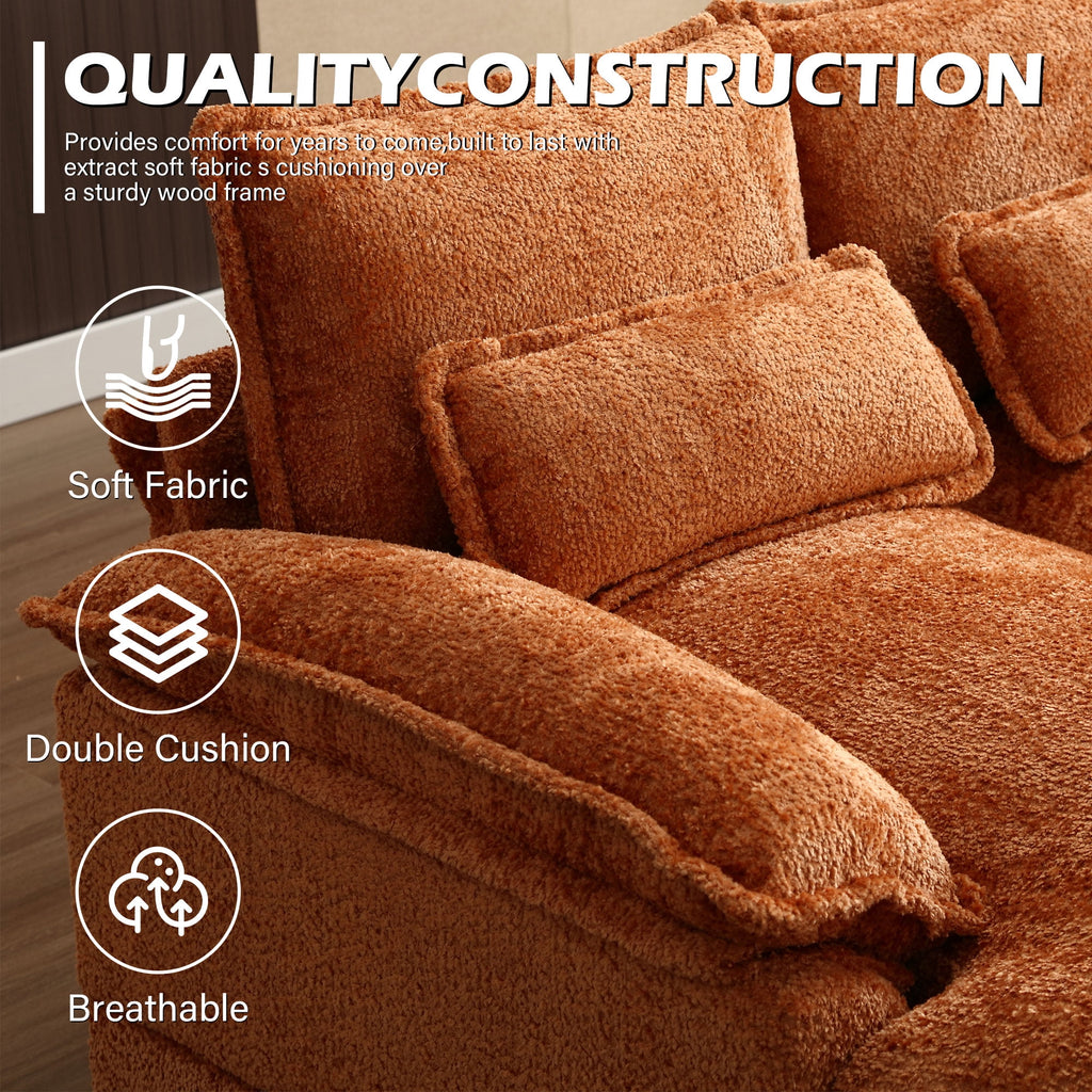 JONPONY109.45 U Shaped Couch,Oversized 4 Seat Sectional with 4 Waist Pillows, Convertible Upholstery Symmetrical Sofá,Sleeper Sofa Couch with Double Chaise Lounge &Memory Foam for Living Room, Beige