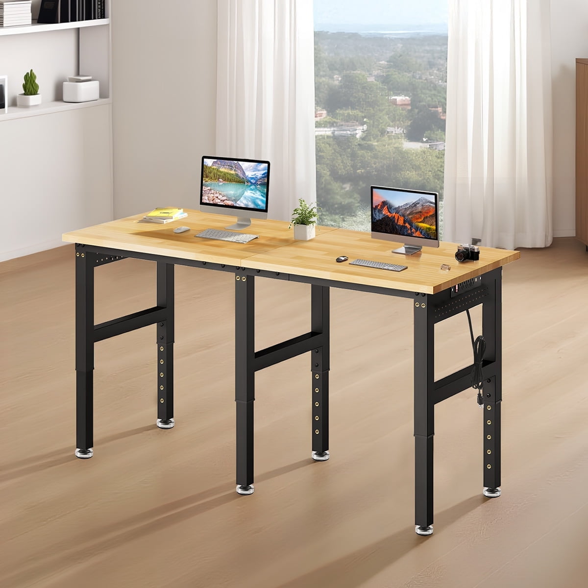 MUWOOD 96x24 Large Workbench with Power Outlets, 5000 LBS Load Capacity Work Benches for Garage, Workshop, Office, Home, Woodworking