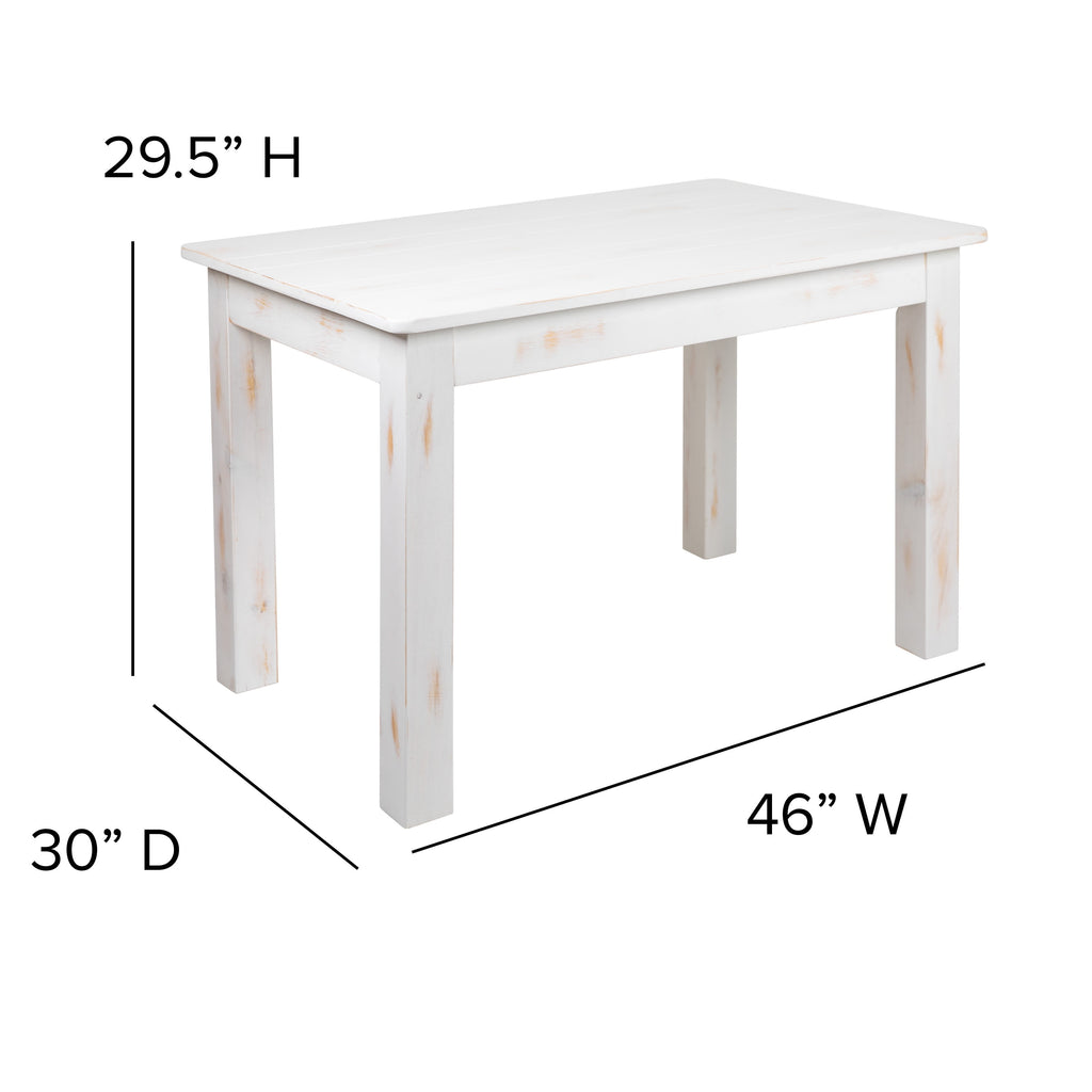 Jessamine 46 x 30 Rectangular Antique Rustic Solid Pine Farm Dining Table