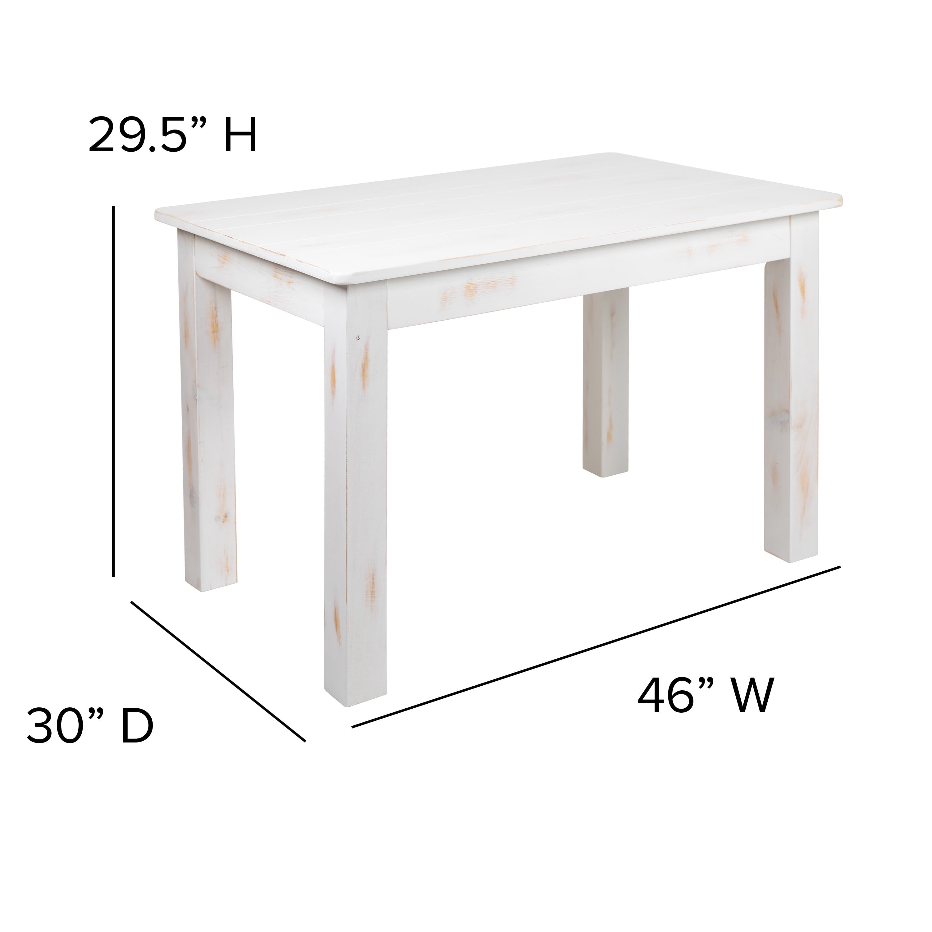 Jessamine 46 x 30 Rectangular Antique Rustic Solid Pine Farm Dining Table