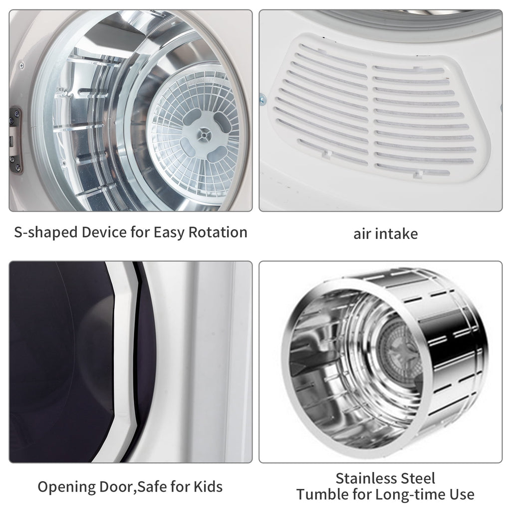 Ktaxon 1.6 cu. ft. Compact Electric Dryer With LCD Touch Panel & Stainless Steel Tub for Home, Apartment, Dorm,White