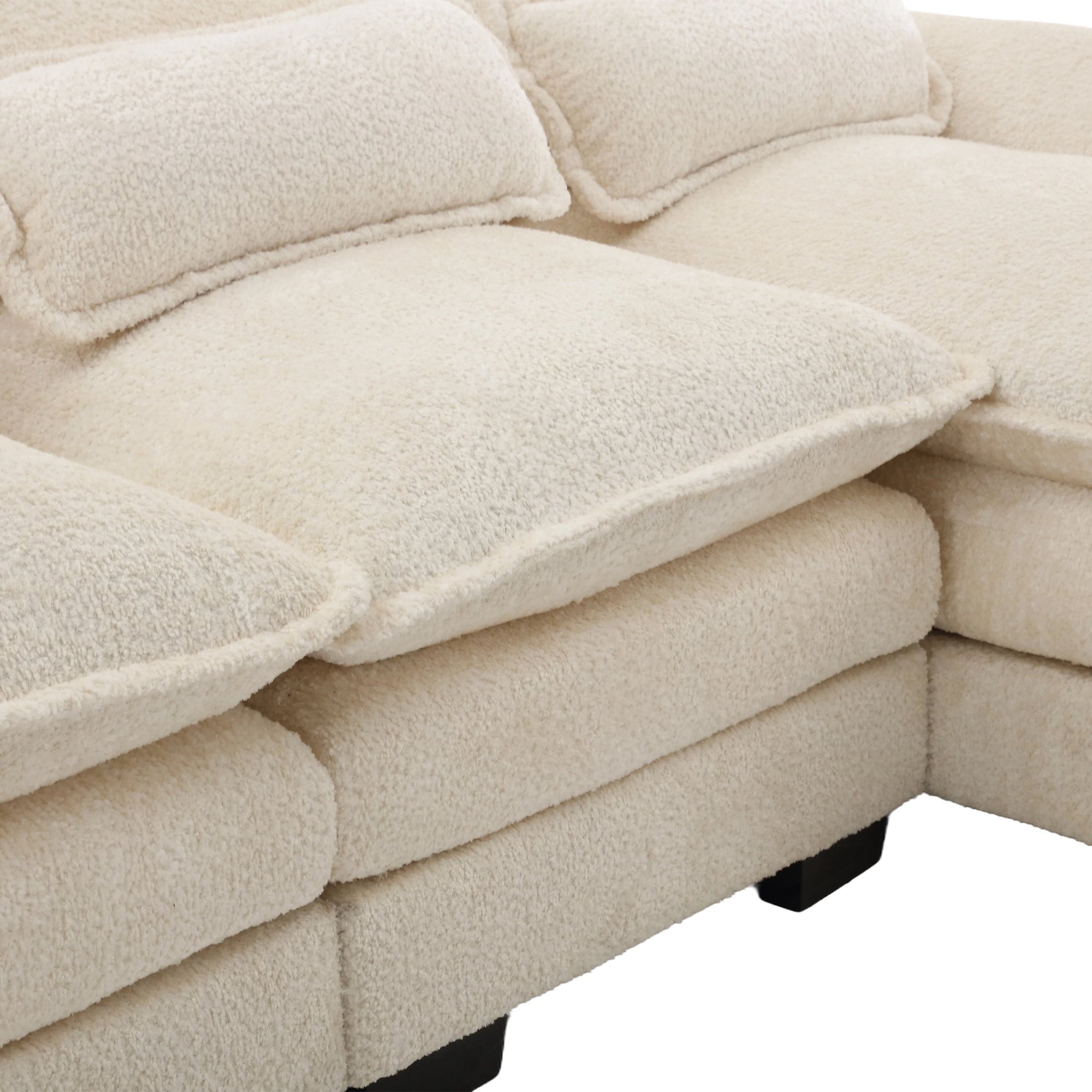 JONPONY109.45 U Shaped Couch,Oversized 4 Seat Sectional with 4 Waist Pillows, Convertible Upholstery Symmetrical Sofá,Sleeper Sofa Couch with Double Chaise Lounge &Memory Foam for Living Room, Beige