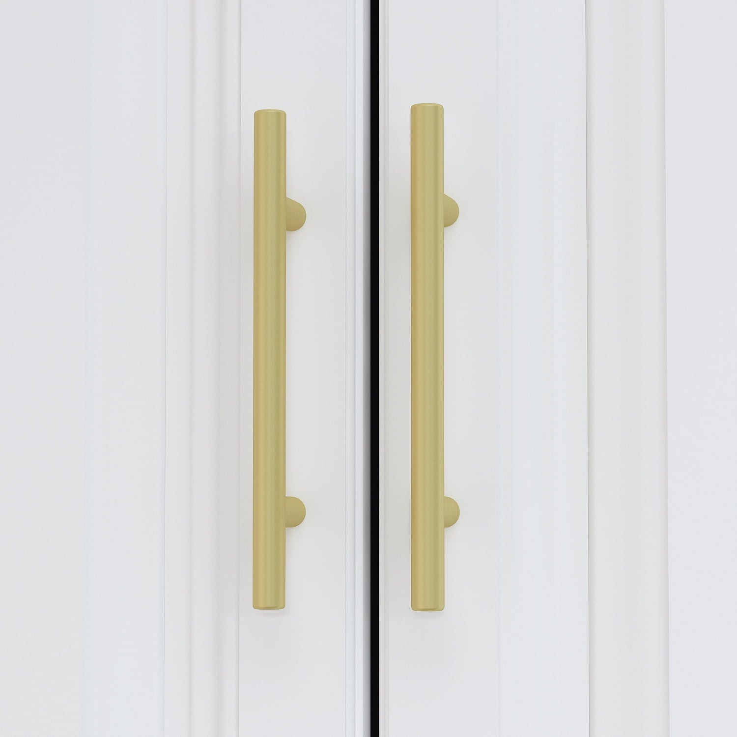 WIAWG 4 Door Wardrobe Closet with 4 Drawers & Shelves, Armoire Wardrobe Closet with Hanging Rod, for Bedroom White and Gold