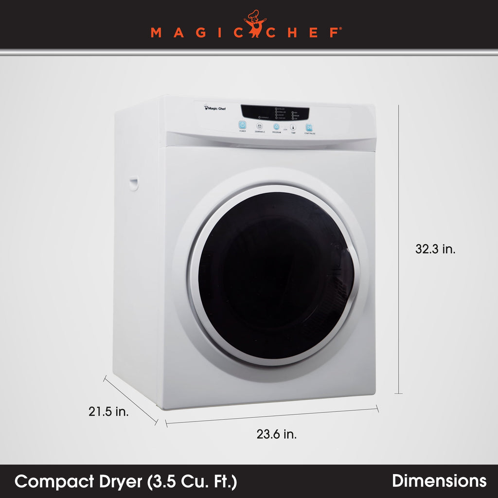 Magic Chef Compact 3.5 cu. ft. Electric Dryer in White in White