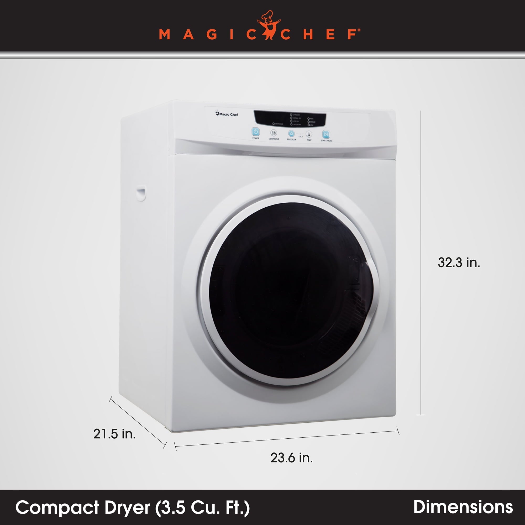 Magic Chef Compact 3.5 cu. ft. Electric Dryer in White in White