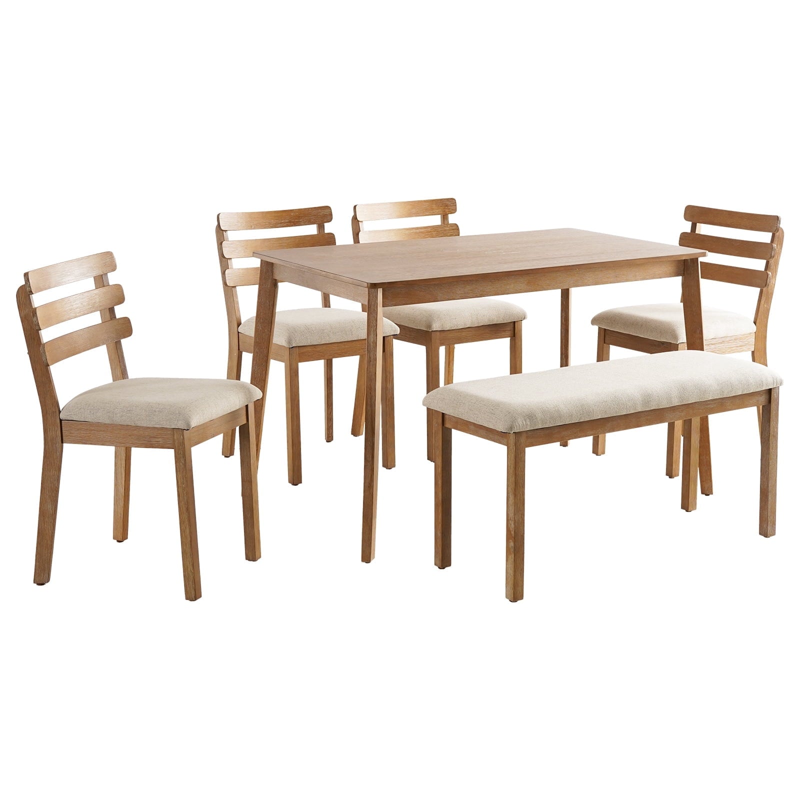 KithKasa Rectangular Dining Table Set for 4 , Kitchen Table and Chairs for 4, 5 Piece Space Saving Wood Kitchen & Dining Room Tables Set Furniture