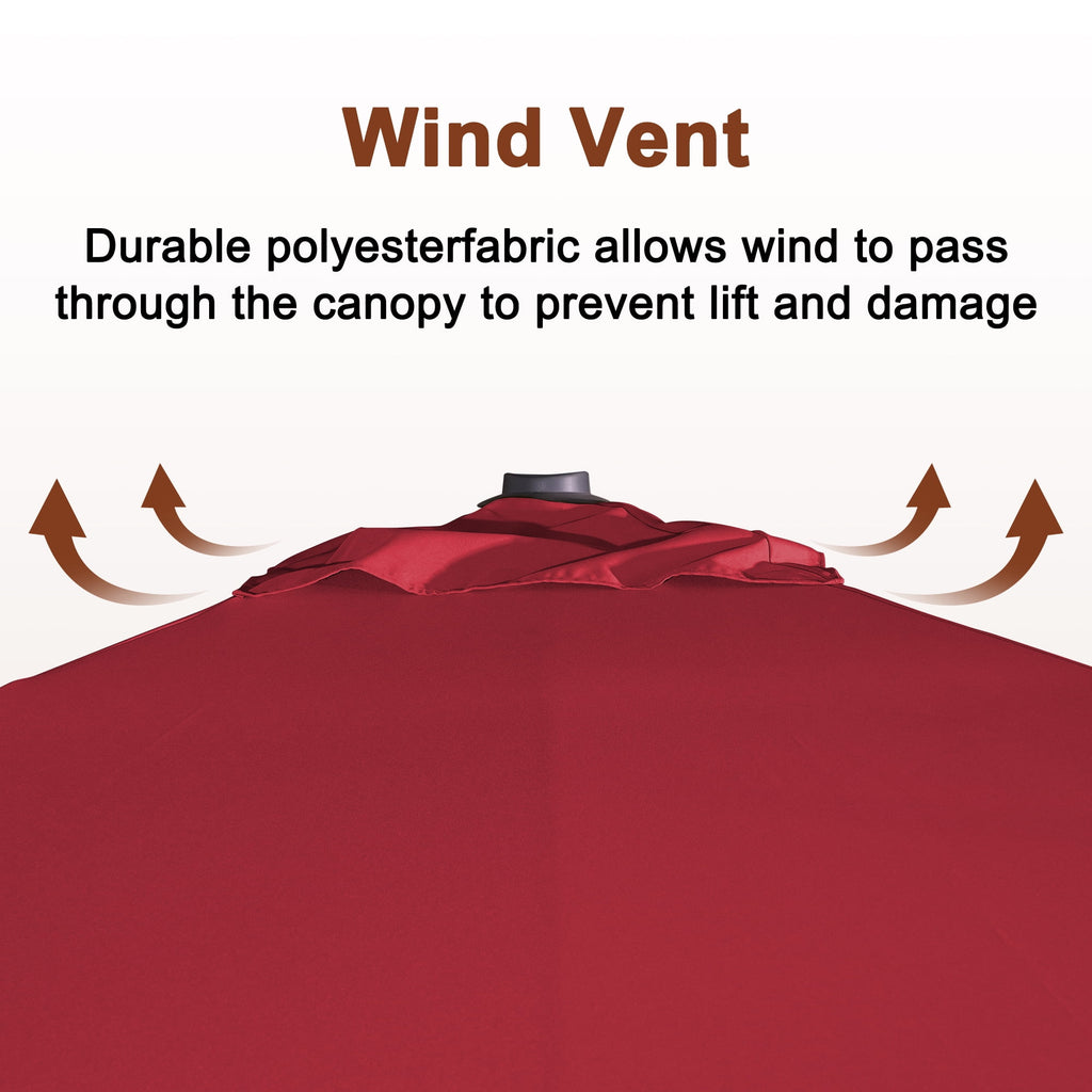 Mondawe 10x10ft Patio Umbrella Outdoor Square Large Cantilever Windproof Offset and Heavy Duty Sun Umbrella for Garden Deck Pool, Red