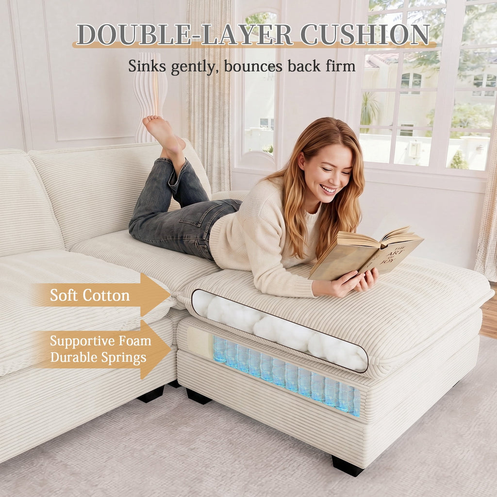 Muumblus 80.5 Corduroy Loveseat Sofa, Oversized Upholstered 2-Seater Fluffy Cloud Sleeper Couch for Living Room/Apt, Pink