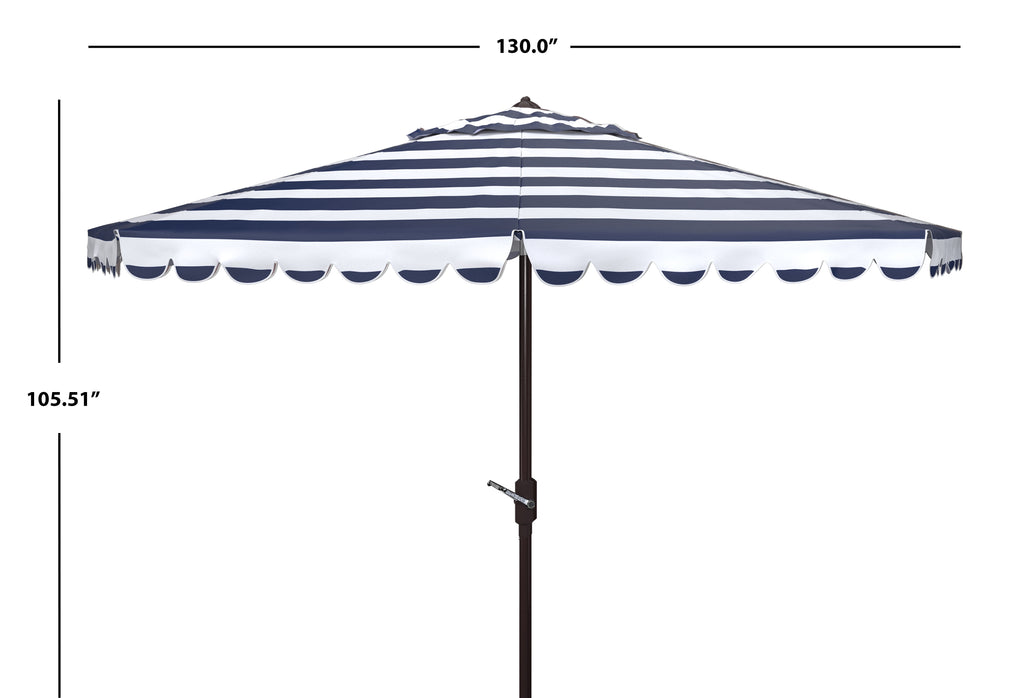 SAFAVIEH Outdoor Collection Vienna 11-Foot Round Crank Umbrella Navy/White