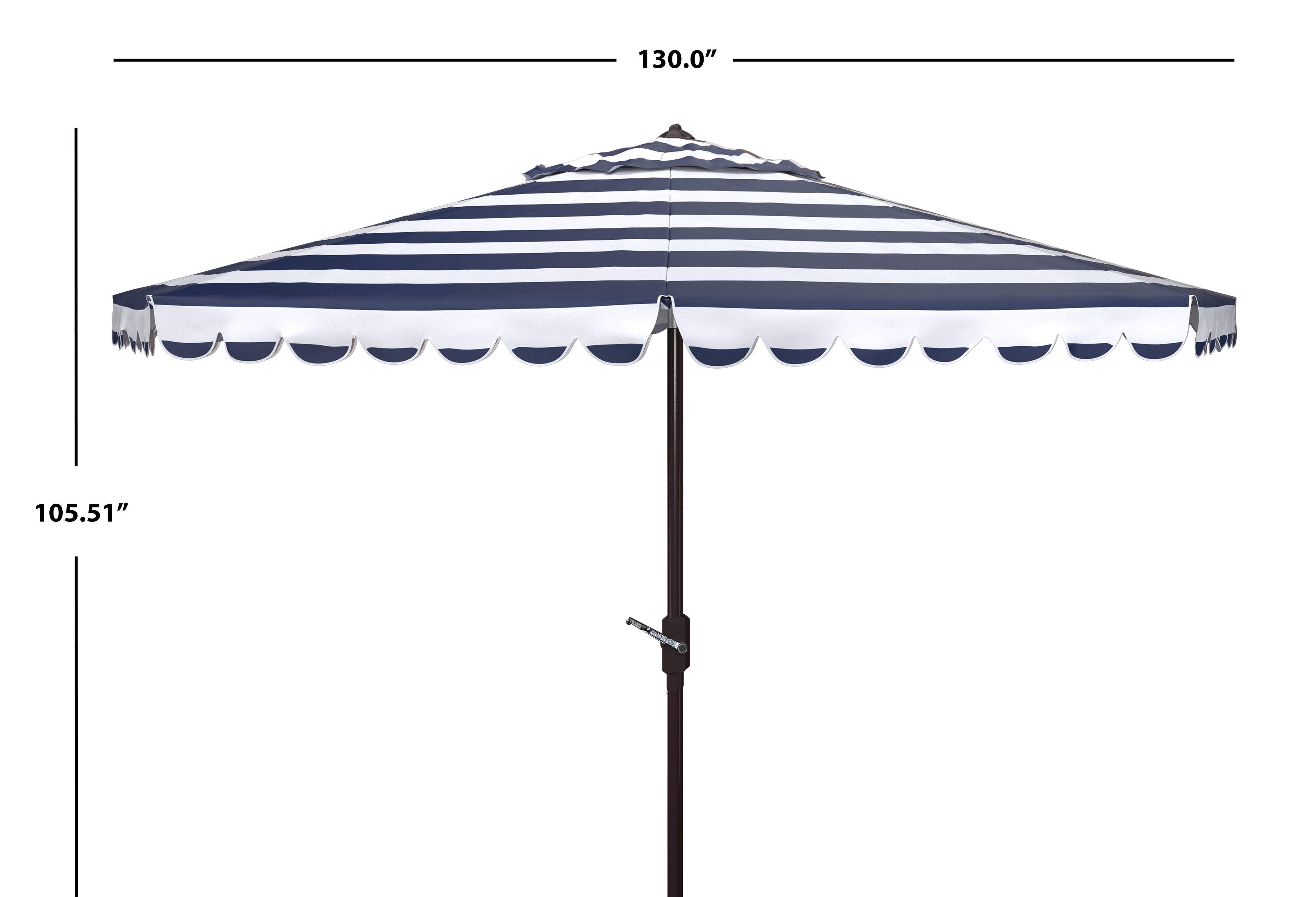 SAFAVIEH Outdoor Collection Vienna 11-Foot Round Crank Umbrella Navy/White