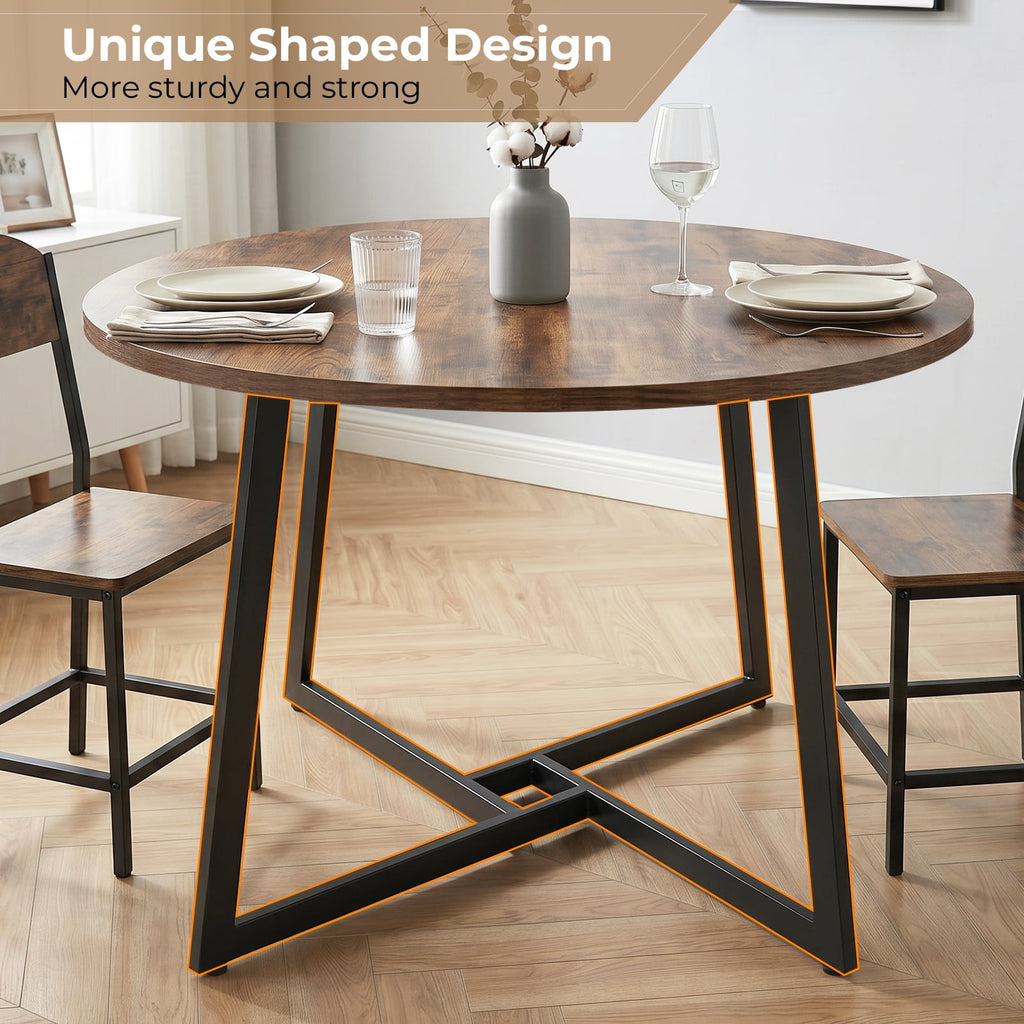 Gasee Dining Table, 43 Round Dining Table, Solid Wood Thickened Table Top Kitchen Dining Table,Dining Table for Dining Room, Home(Only Table),Rustic Brown
