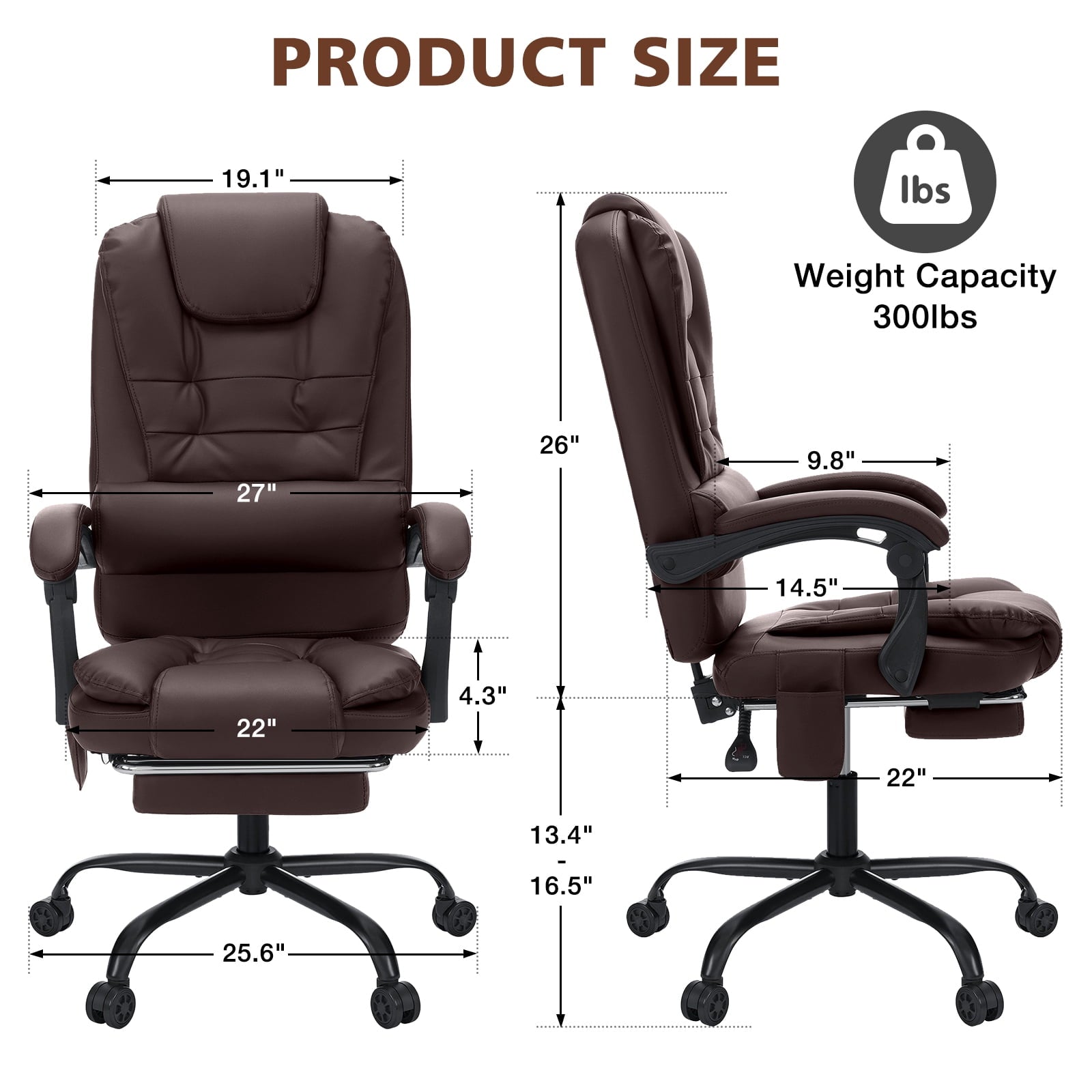 Hoffree Executive Office Chair Massage and Footrest Ergonomic Computer Desk Chair Reclining High Back Leather Office Chair Lumbar Back Support Swivel Rolling for Home Office Black