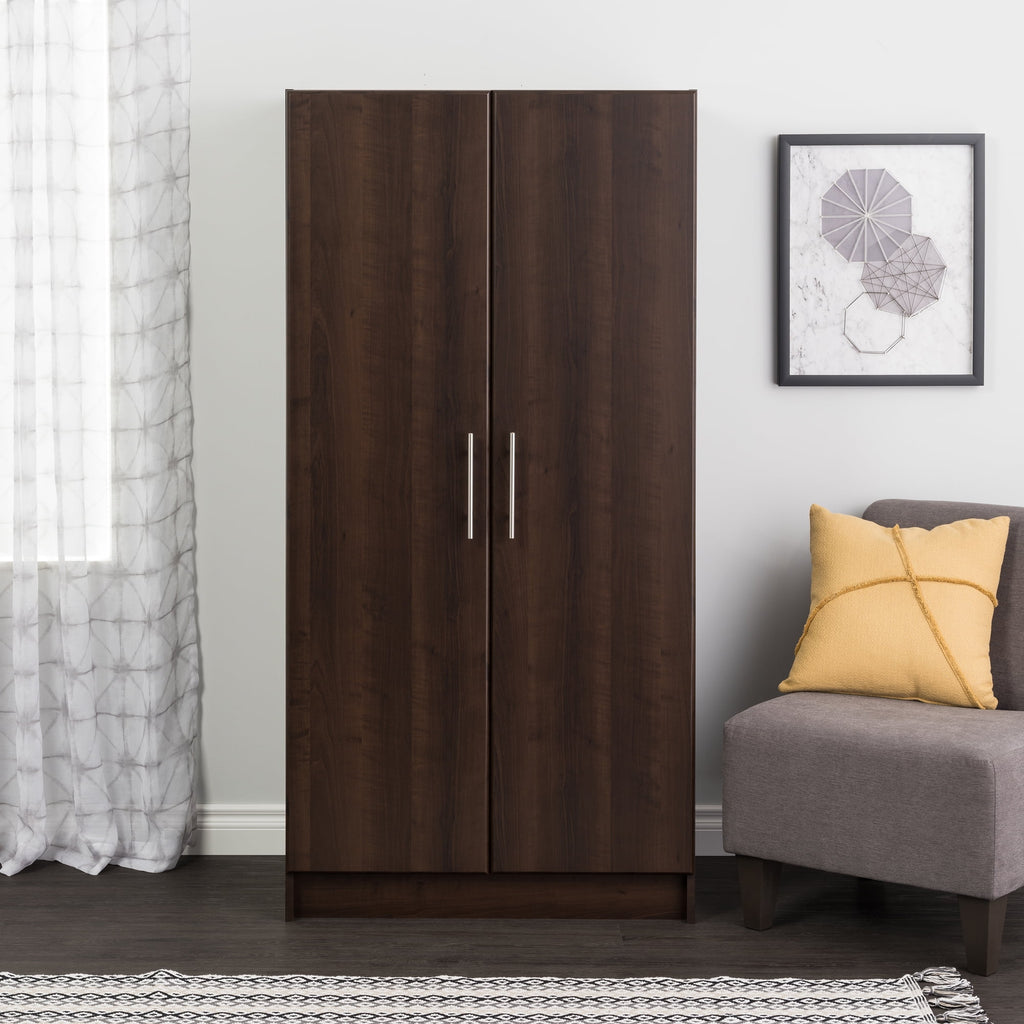 Prepac Armoir, Elite 32W x 35H x 20D White Wardrobe Closet & Cabinet - Functional Clothes Storage with Hanging Rail, Armoire Wardrobe - WEW-3264