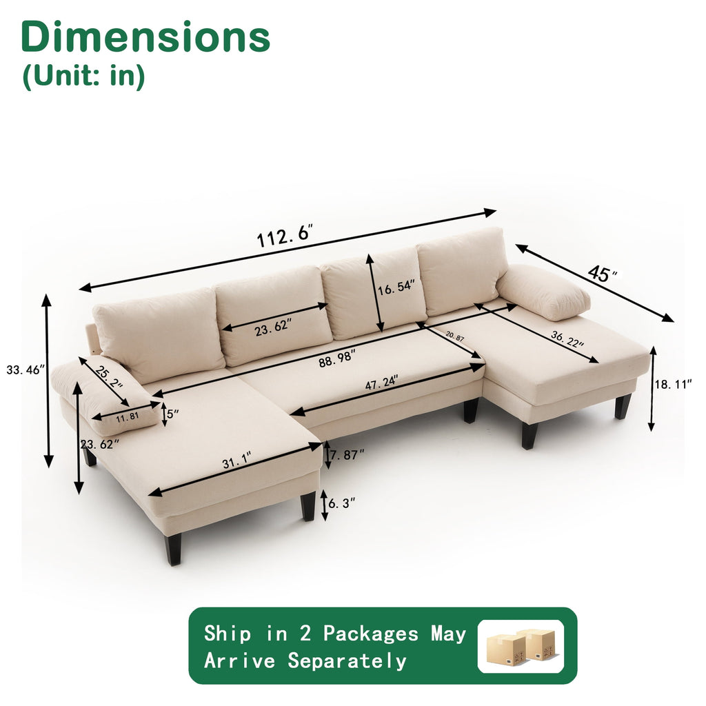 BINBANK L-Shaped Chenille Pull Out Sleeper and Storage Chaise Sectional Futon Sofa Bed with USB, Gray/Beige