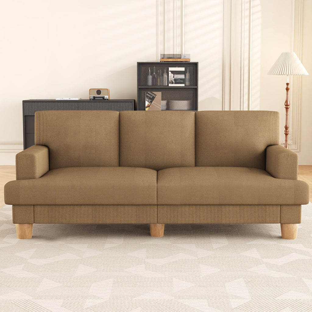 AAQZ 87 Corduroy Sofa Couch for Living Room, 3 Seater Deep Seat Comfy Couch in a Box, 2 Cushions, 2 Pillows Tool-Free Setup,Gray