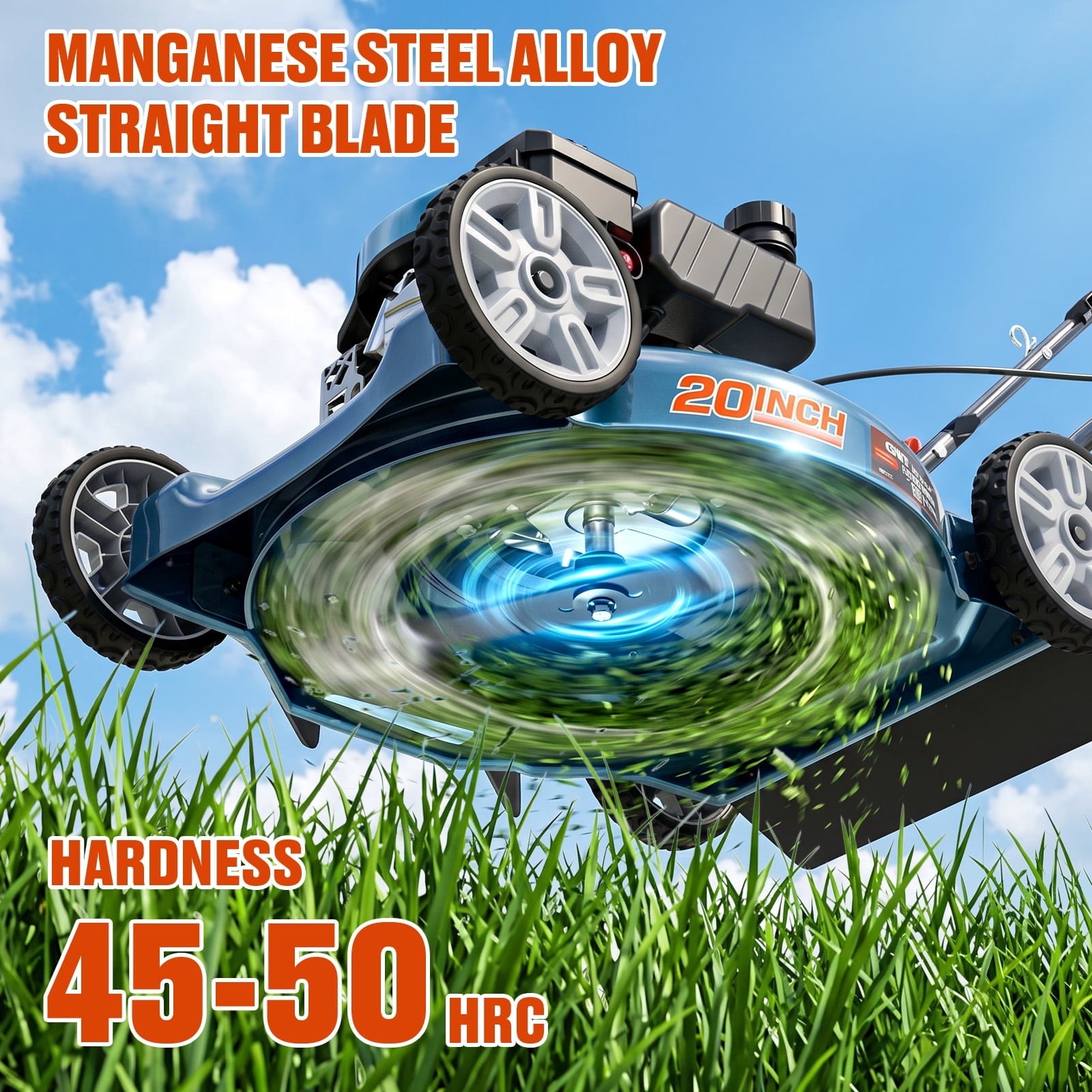 SENIX Gas Lawn mower, 20in Cutting Blade 21in Cutting Deck, 144cc 4-Cycle Engine, Steel Deck with Side Discharge, LSPG-L4