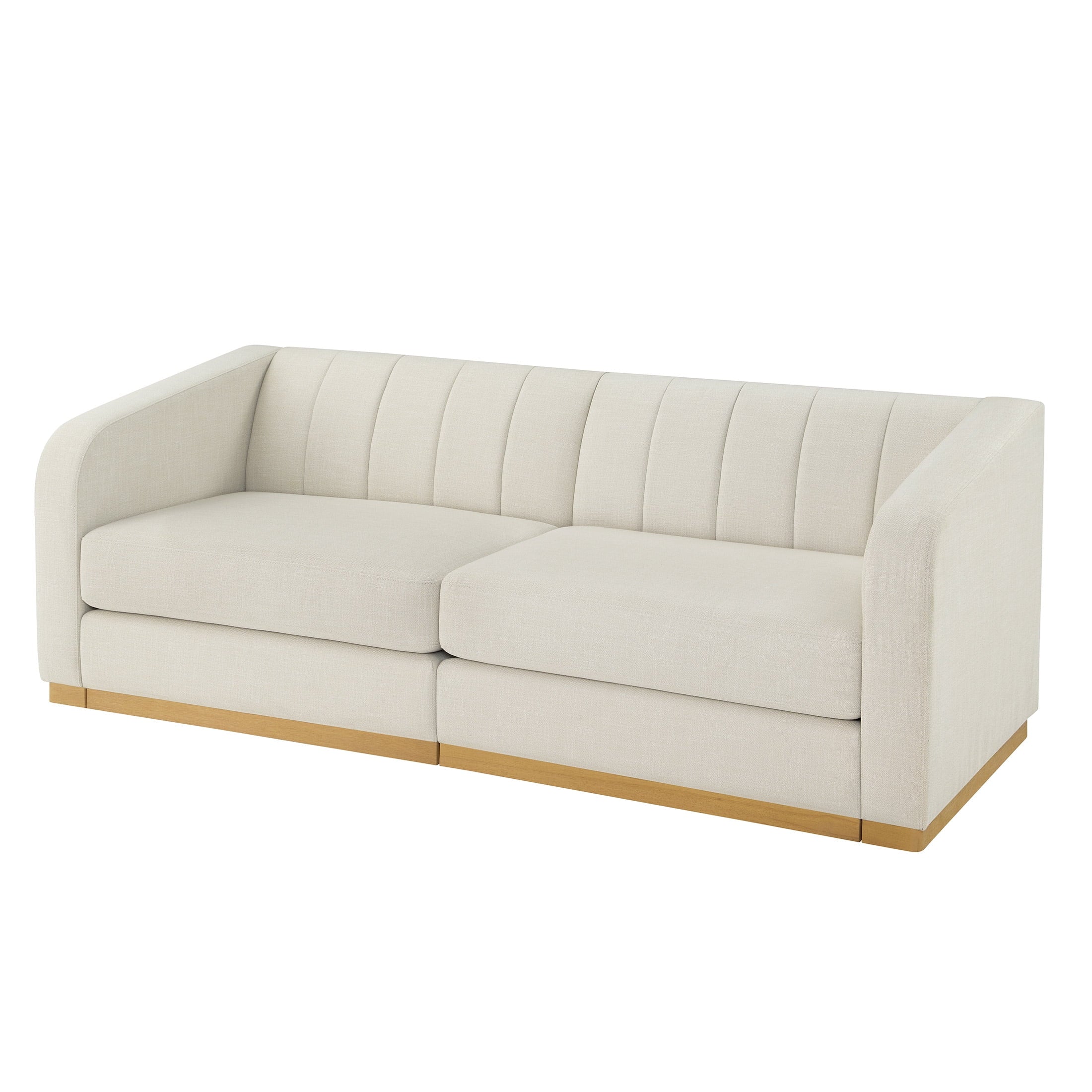Better Homes & Gardens Lillian Channel Tufted Sofa 83.5 Cream Linen