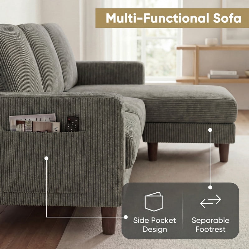Homall Cloud Modular Sectional Sofa 3 Seat L-Shaped Cloud Oversized Sofa Couch for Living Room, Apartment and Small Space,Dark Gray