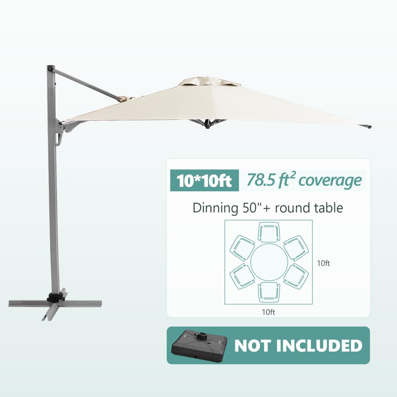 COSIEST 10FT Cream Double Top Cantilever Outdoor Umbrellas, Large Square Windproof Patio Umbrella for Garden, Deck, Pool