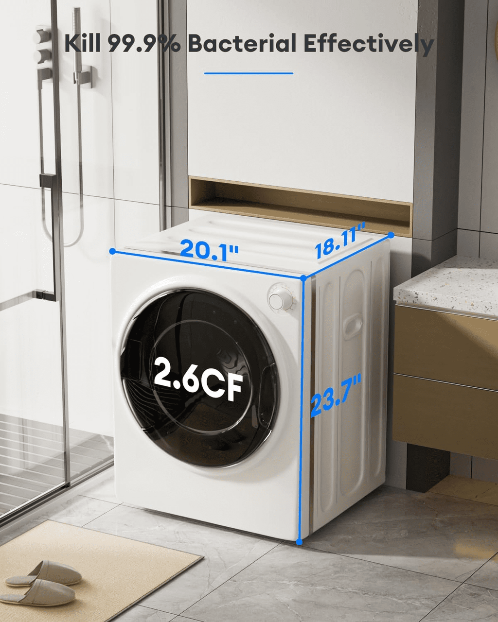 DISHUP 2.6 Cu.Ft Portable Clothes Dryer, 10 lbs Compact Dryer with Stainless Steel Tub, Electric Dryer for RV, Home, Apartment, White