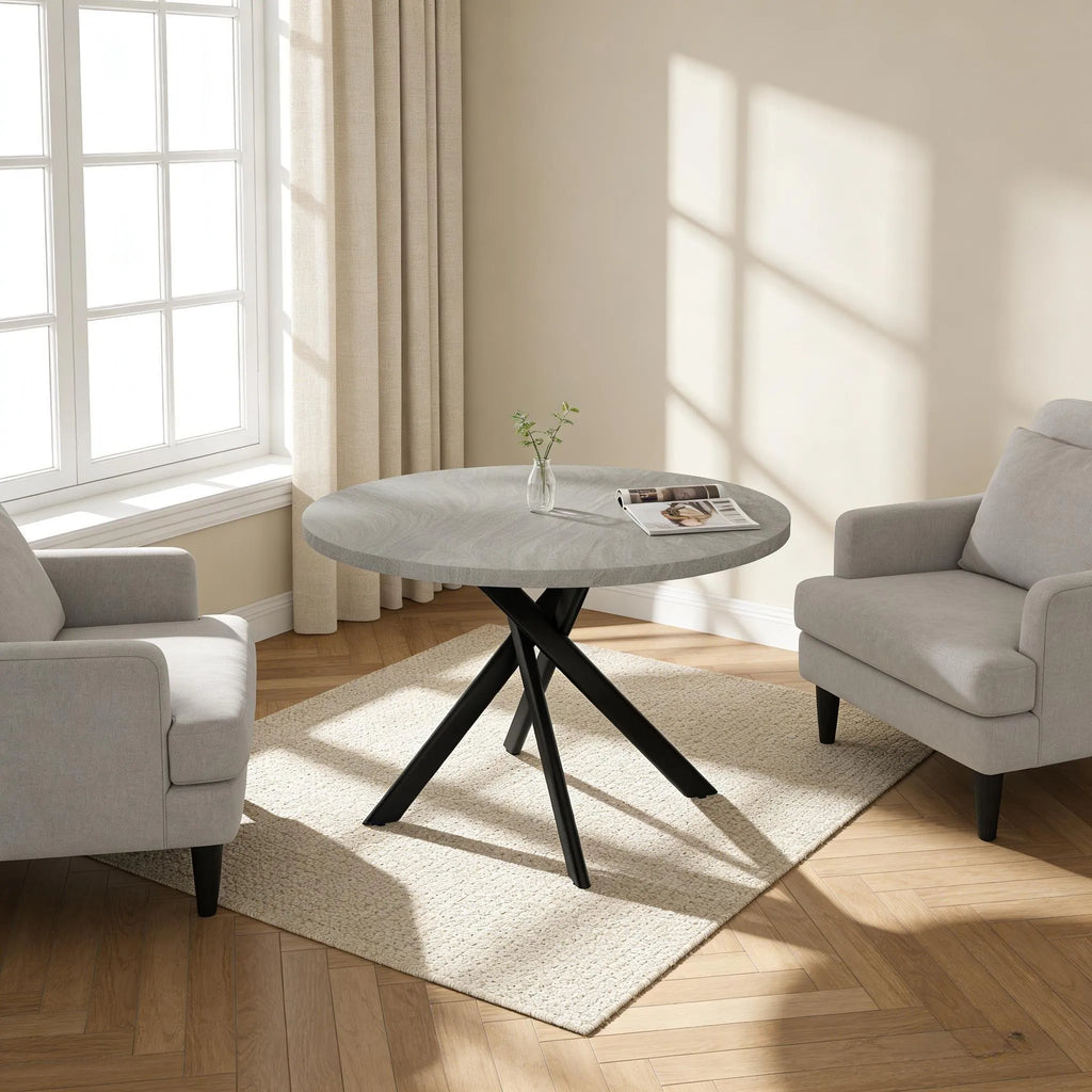 43.5 Round Dining Table for 4, Space Saving Kitchen Table with Metal Legs, Mid Century Modern Dining Table for Dining Living Room Apartment Small Space