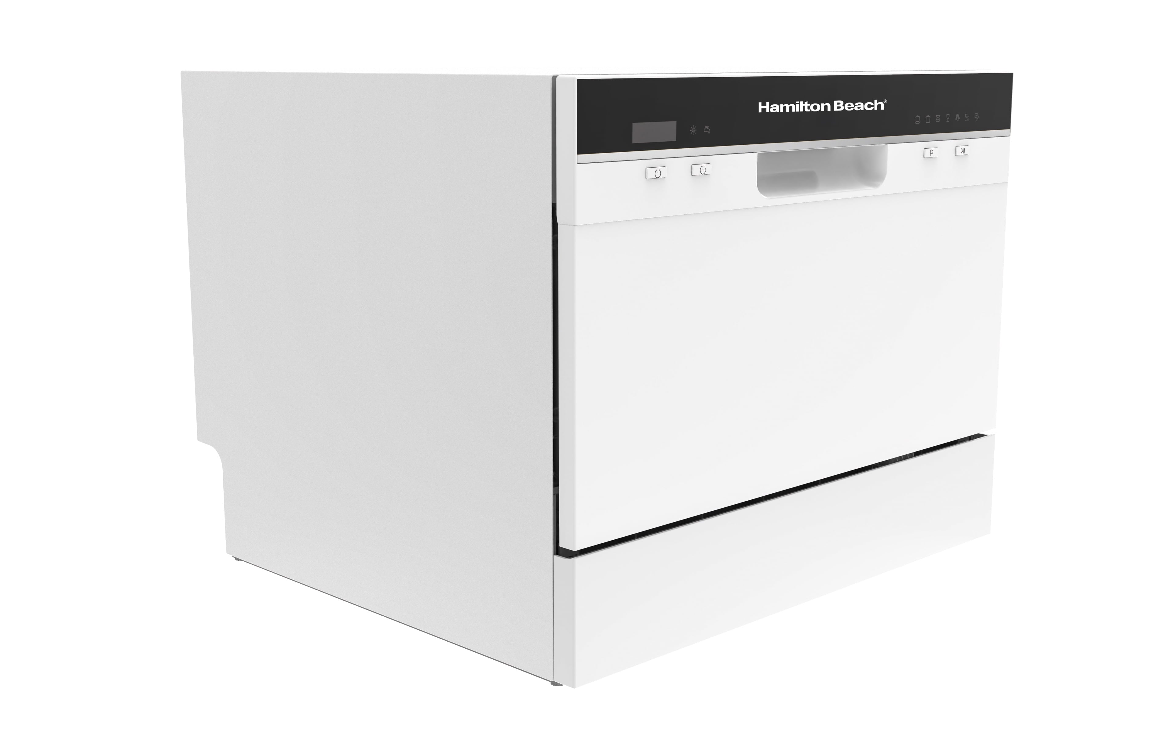 Hamilton Beach 6 Place Setting Countertop Dishwasher, Compact Portable Dishwasher for Kitchen, Apartment, RV, Dorm, White