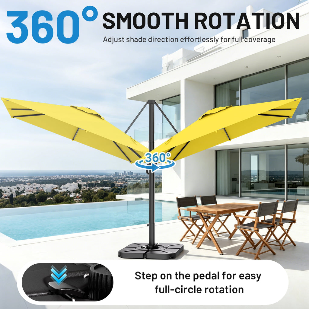 Easthome 10 × 10FT Square Cantilever Patio Umbrella, 360° Rotating Offset Umbrella with Crank, 8 ribs, Outdoor Hanging Roman Umbrella for Garden Deck Backyard, Red