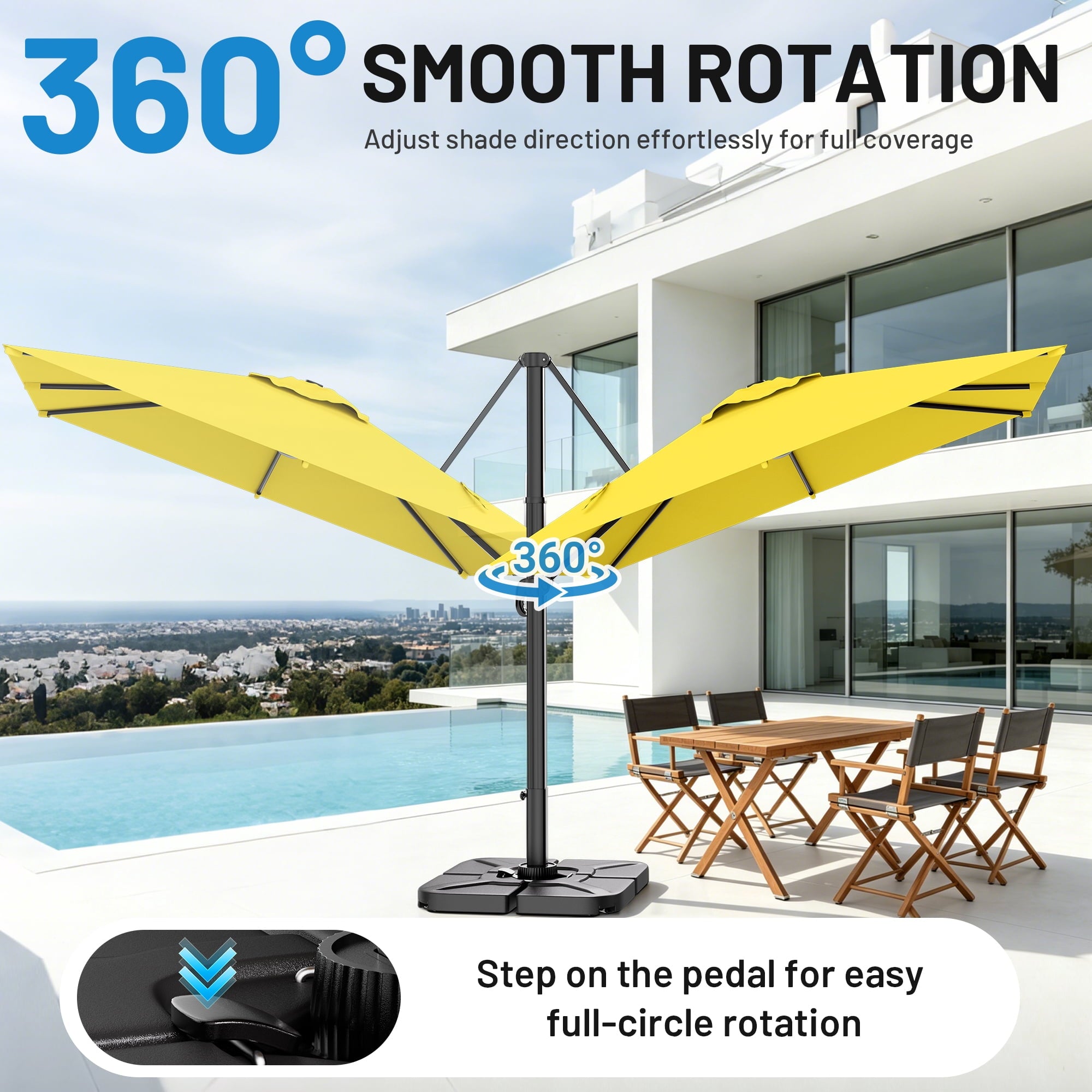 Easthome 10 × 10FT Square Cantilever Patio Umbrella, 360° Rotating Offset Umbrella with Crank, 8 ribs, Outdoor Hanging Roman Umbrella for Garden Deck Backyard, Red