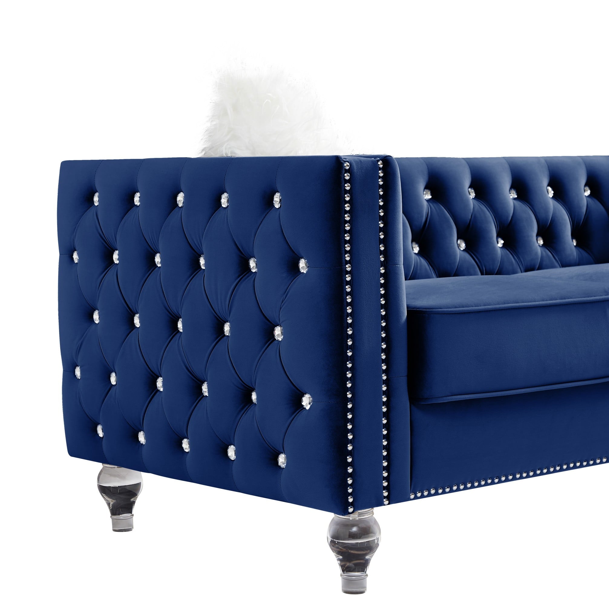 Gewnee 86.6 Modern Sofa Couch,Teddy Velvet 3 Seaters Comfy Couch with Deep Seat for Living Room,2 Pillows,Beige