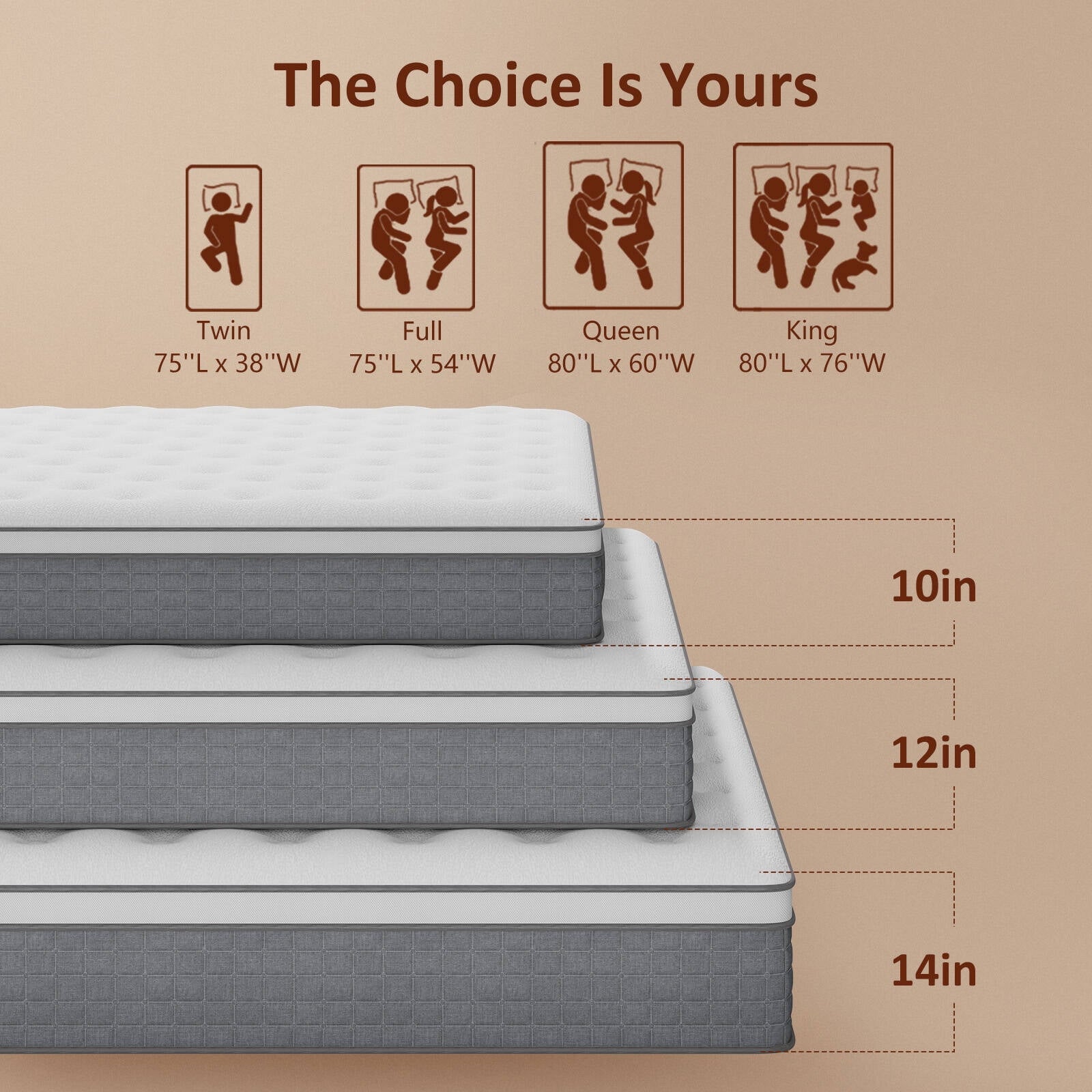 GREOO Queen Size Mattress in a Box 12 Hybrid Cooling Gel Memory Foam with Individually Pocket Coils Firm Pressure Relief CertiPUR-US
