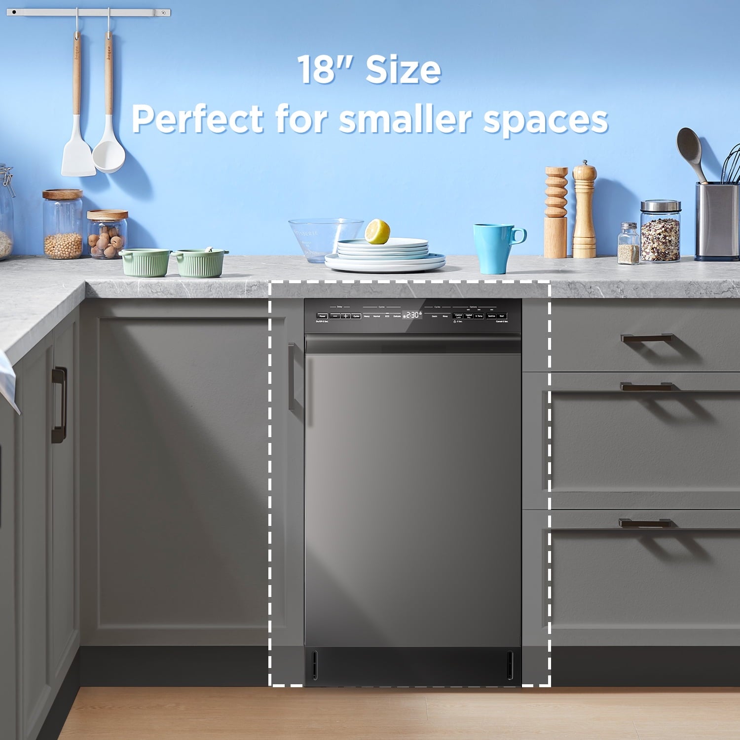 Midea Compact 18-Inch Built-In Dishwasher Stainless
