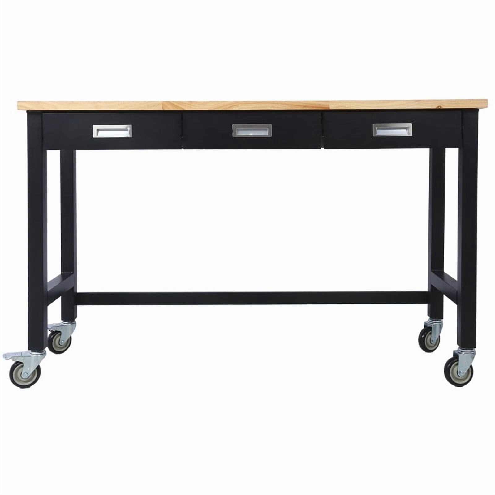 60 × 20 Multifunctional Workbench with Three Drawers, Four Swivel Casters, Stable & High-Quality