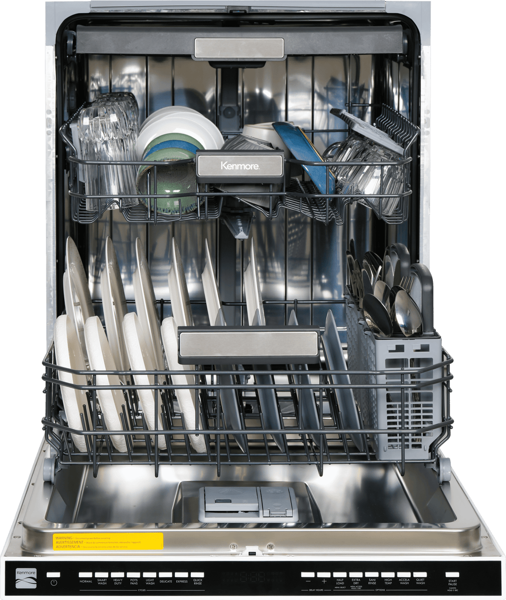 Kenmore 24” Built-In-Dishwasher w/ 3rd Rack & Turbo Dry with Bar Handle, Black
