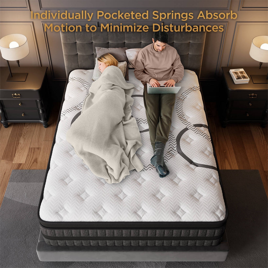GREOO Queen Size Mattress 10 Hybrid Mattress in a Box Gel Memory Foam and Pocket Springs with Motion Isolation, Medium Firm, Pressure Relief, CertiPUR-US® & OEKO-TEX® STANDARD 100 Certified