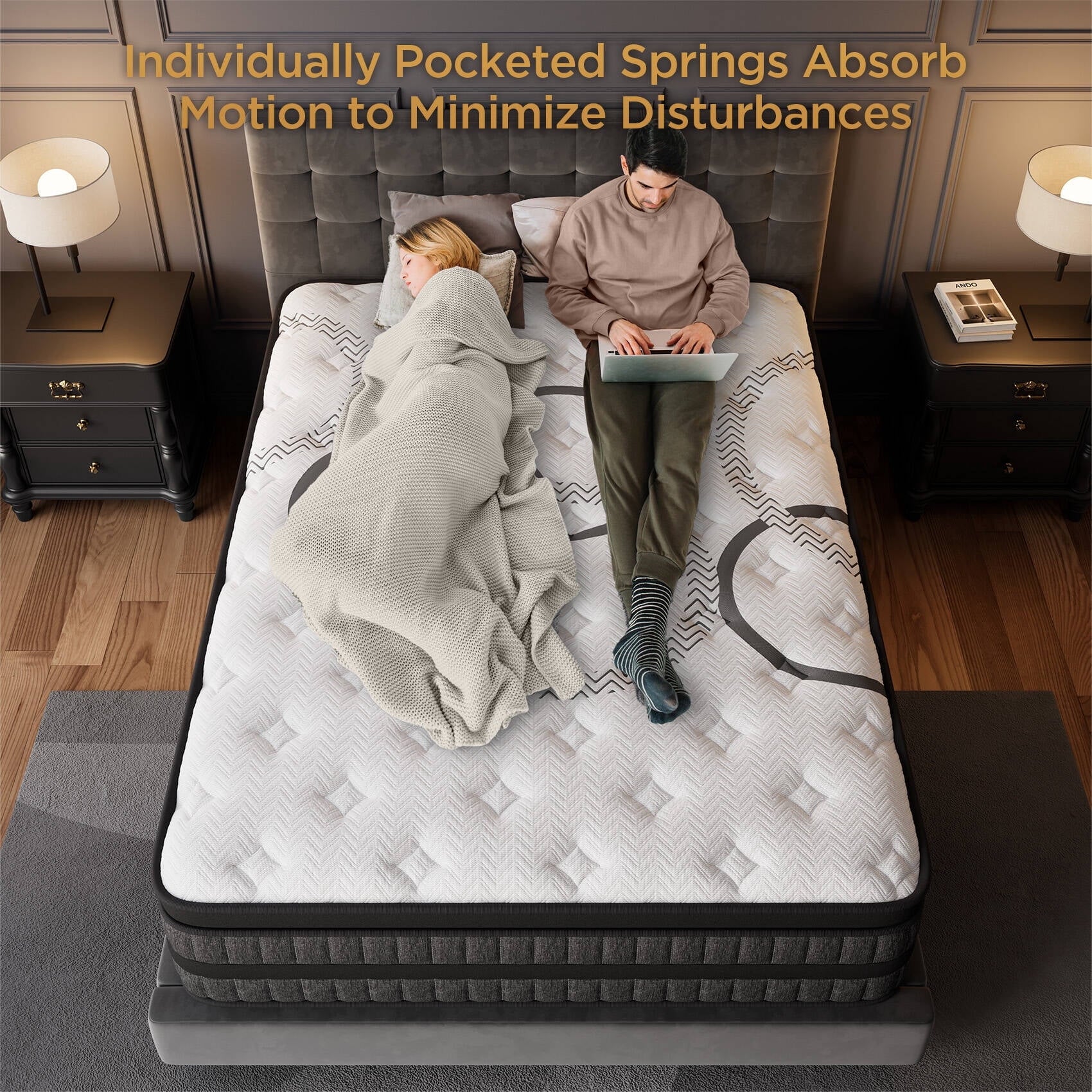 GREOO Queen Size Mattress 14 Hybrid Mattress in a Box Gel Memory Foam and Pocket Springs with Motion Isolation, Medium Firm, Pressure Relief, CertiPUR-US® & OEKO-TEX® STANDARD 100 Certified