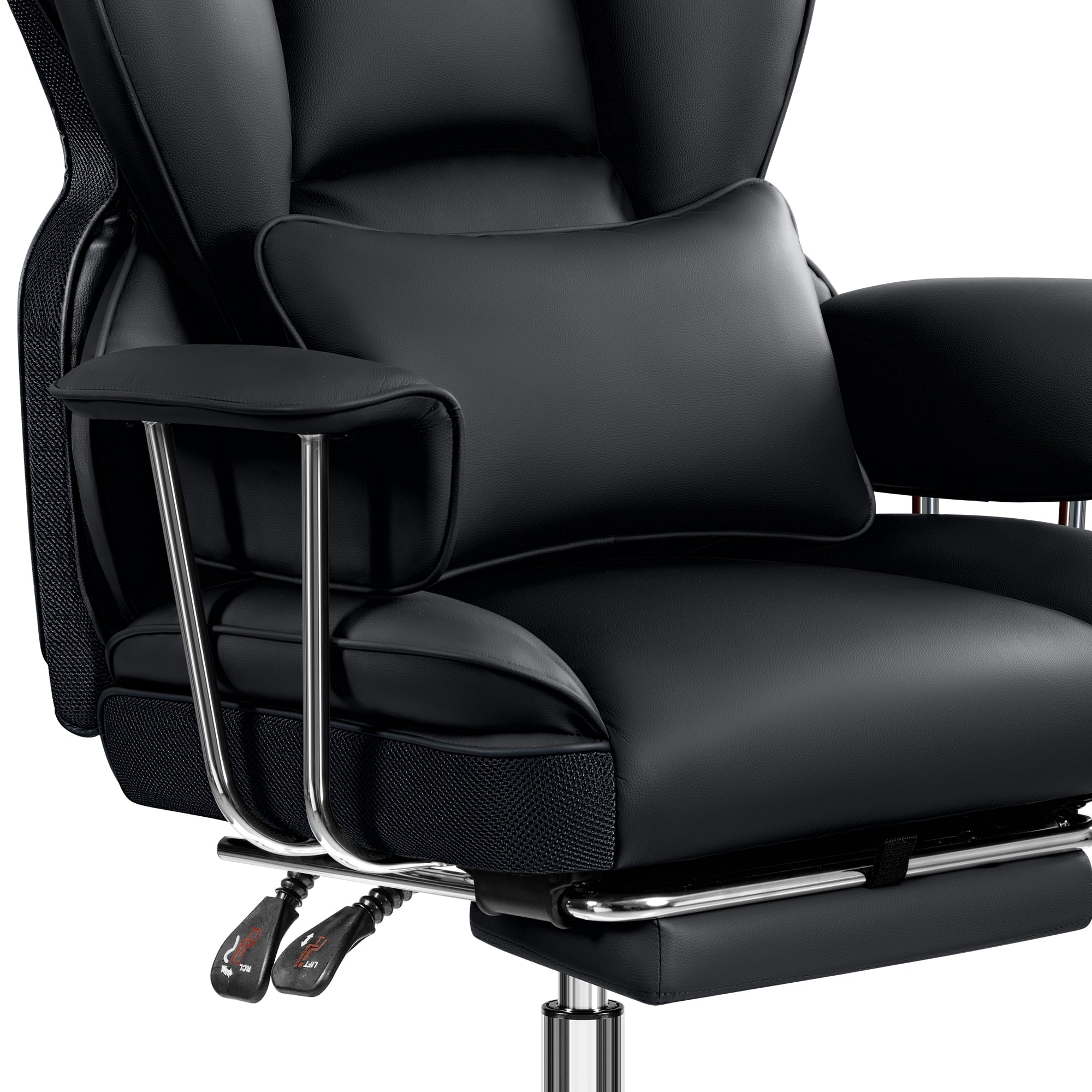 COOLHUT Big and Tall Office Chair 500LBS Wide Seat Ergonomic Computer Desk Chair, PU Leather Executive Office Chair with Footrest, Adjustable Task Chair Lumbar Back Support 8 Hour, Black