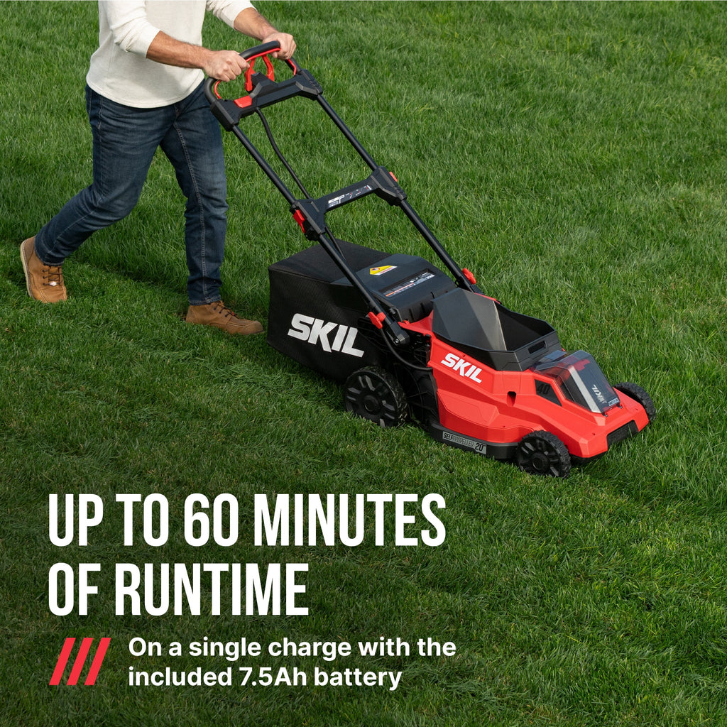 SKIL PWR CORE 40V Brushless 20-Inch Self-Propelled Mower Kit with Smart Caddy, 7.5Ah Battery and 150W Charger, SM2010C-16