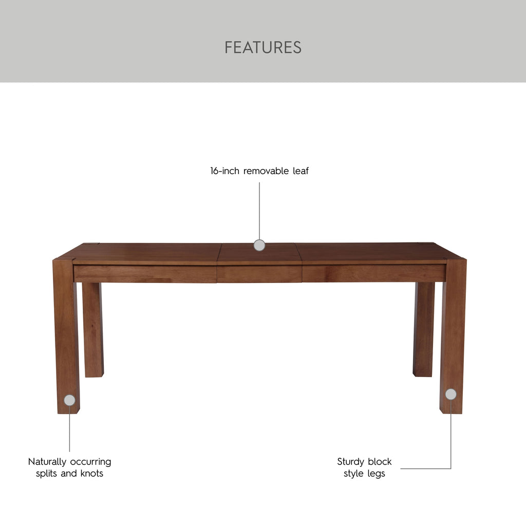 Better Homes & Gardens Bryant Solid Wood Extendable Dining Table, Walnut Finish