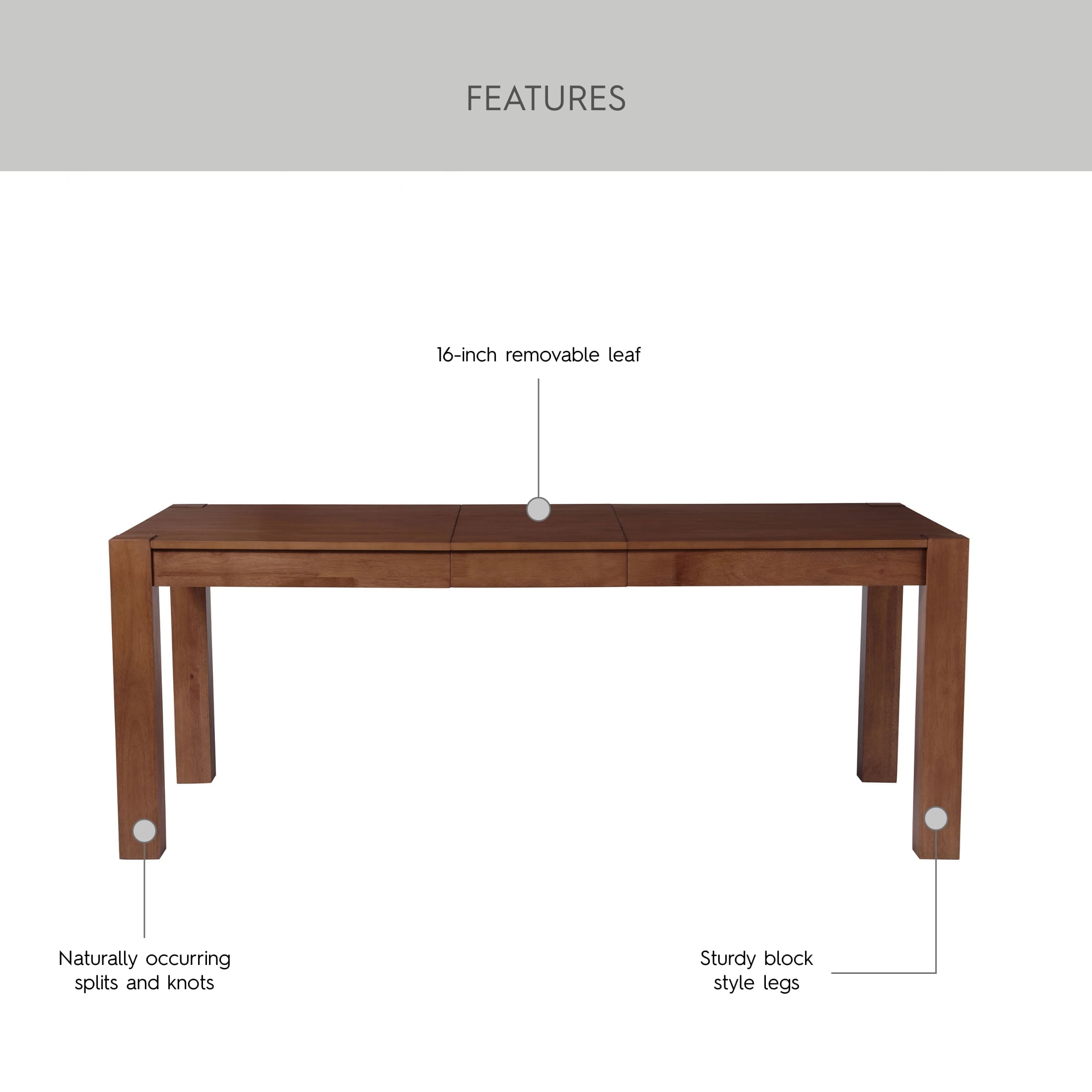 Better Homes & Gardens Bryant Solid Wood Extendable Dining Table, Walnut Finish