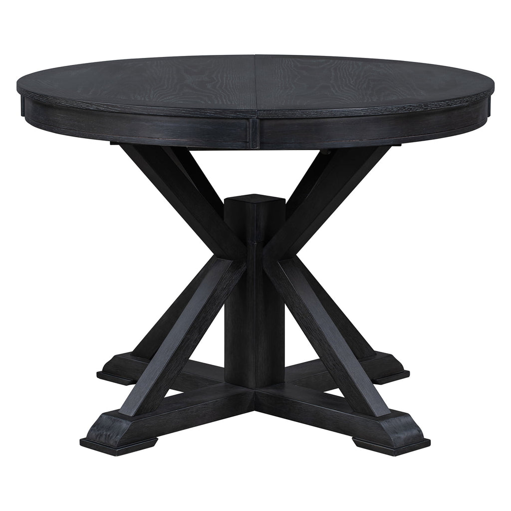 Harper & Bright Designs Extendable Dining Table Set for 4 Upholstered Chairs Functional Retro Style Table for Dining Room Kitchen, Natural Wood Wash
