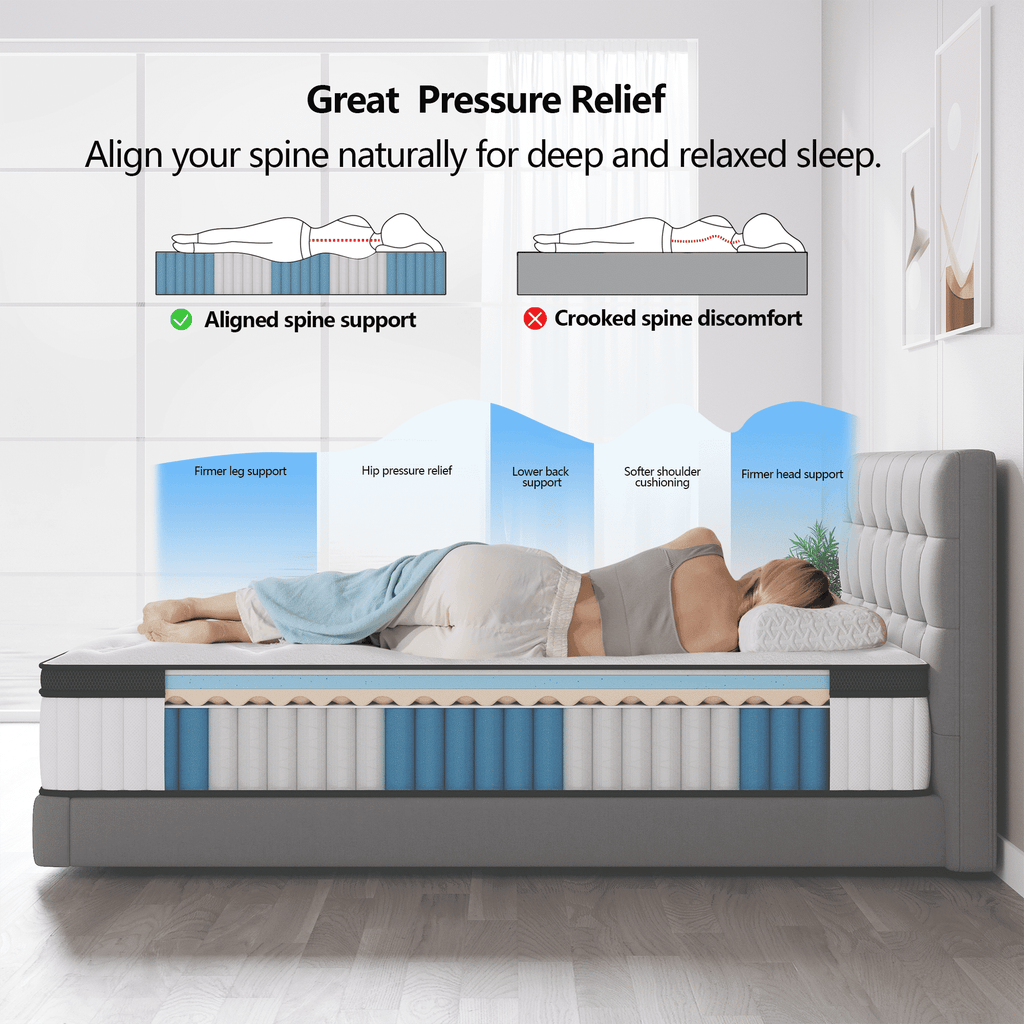 Madevos Queen Mattress in a Box, 10 inch Memory Foam individual Pocket Spring Hybrid Mattress - Medium Firm Support with Soft & Breathable