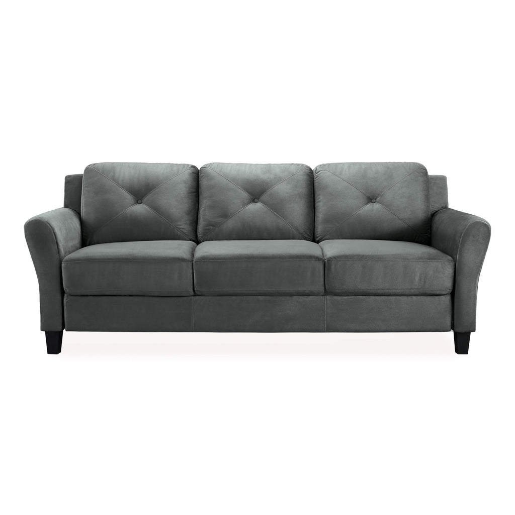 Lifestyle Solutions Taryn Curved Arms Sofa, Black Fabric