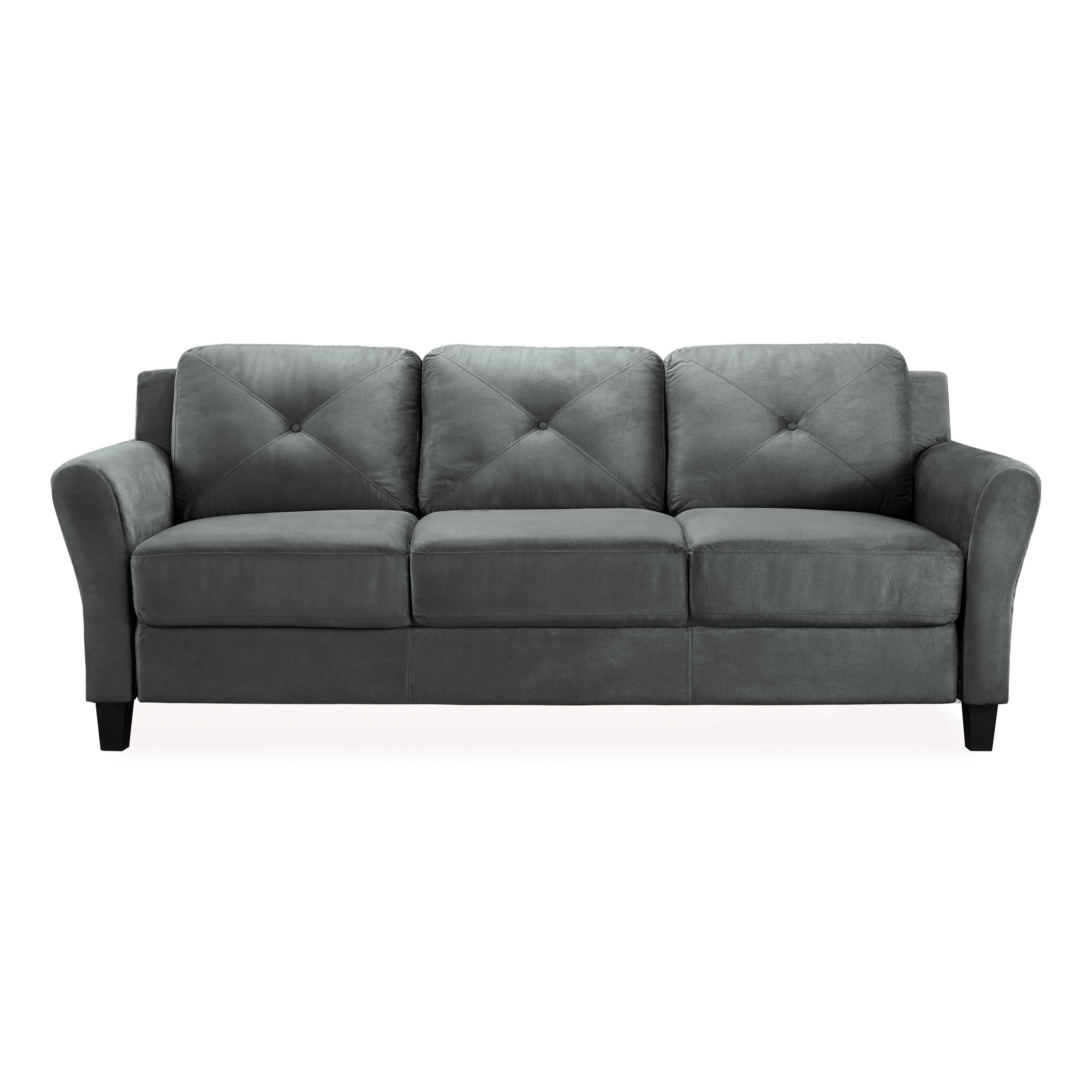 Lifestyle Solutions Taryn Curved Arms Sofa, Black Fabric