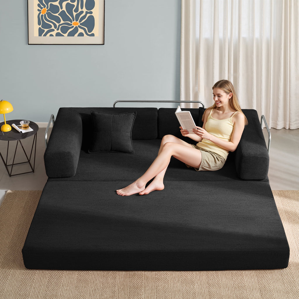 YINIX 78,6 Convertible Sofa Couch with 2 Pillows, Sleeper Sofa Bed for Living Room, Small Spaces, Orange