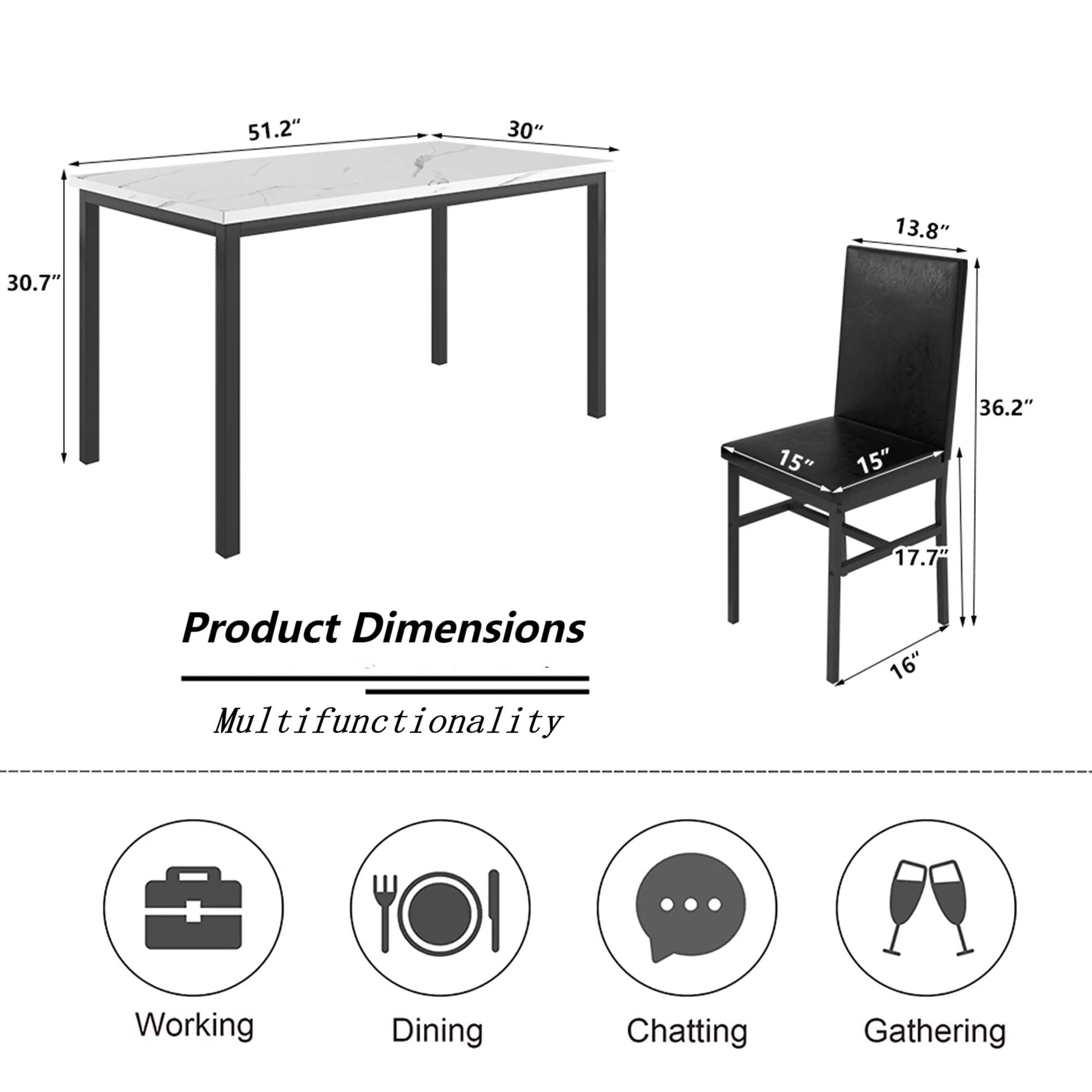 SYNGAR 5 Piece Dining Set, Modern Dining Table and Chairs Set for 4, Kitchen Dining Table Set with Faux Marble Tabletop & 4 Upholstered Chairs, for Small Space, Breakfast Nook, D9224