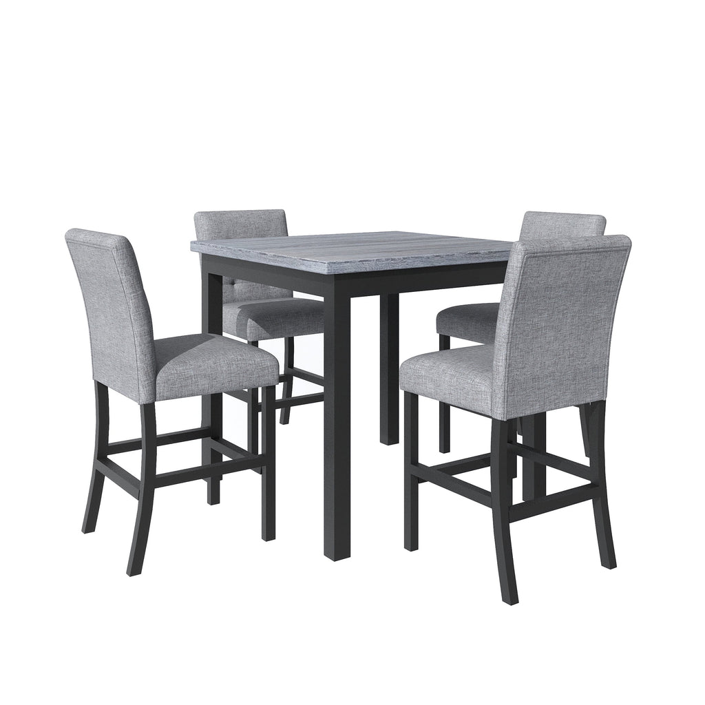 Harper & Bright Designs 5 Piece Dining Table Set Counter Height Dining Set with Classic Elegant Rectangel Table and 4 Padded Chairs for Kitchen Dining Room, Black and Beige