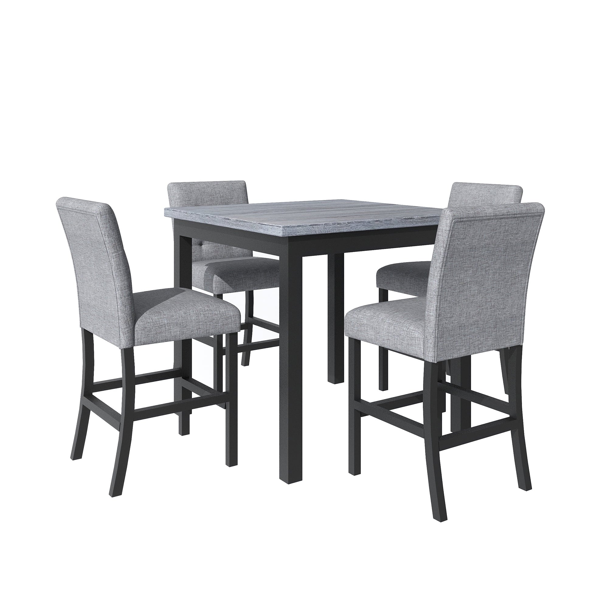 Harper & Bright Designs 5 Piece Dining Table Set Counter Height Dining Set with Classic Elegant Rectangel Table and 4 Padded Chairs for Kitchen Dining Room, Black and Beige