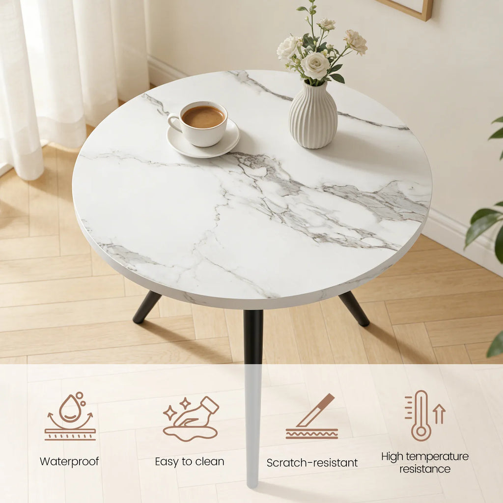34.8 Round Dining Table for 4 People, Modern Circle Kitchen Table with Metal Legs for Kitchen, Dining Room, Apartment,Gray