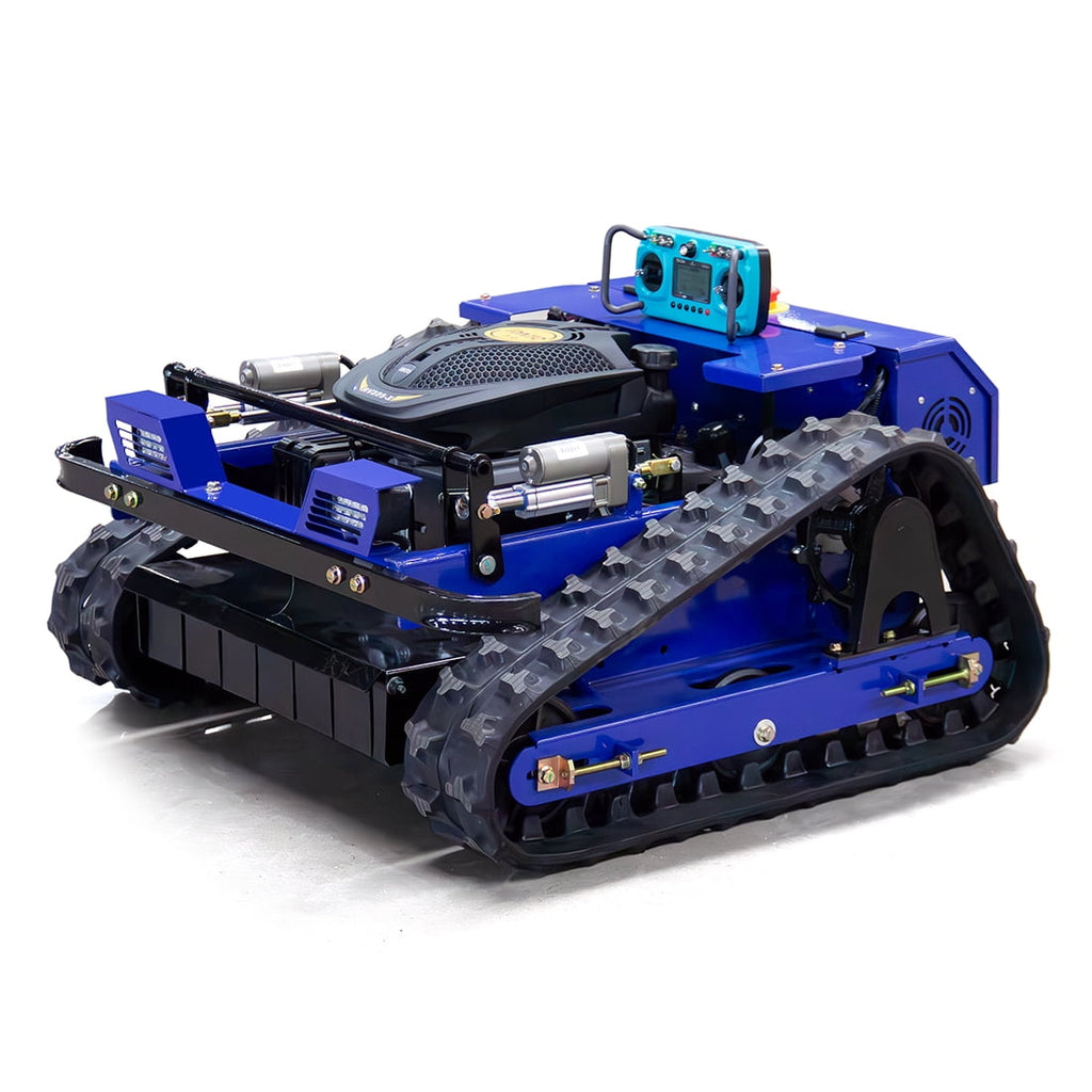 DeepKron Remote Control Tracked Lawn Mower, Gasoline 9HP 225cc Gas Engine, 22-Inch 550mm Cut, 45-Degree Slope, 24V