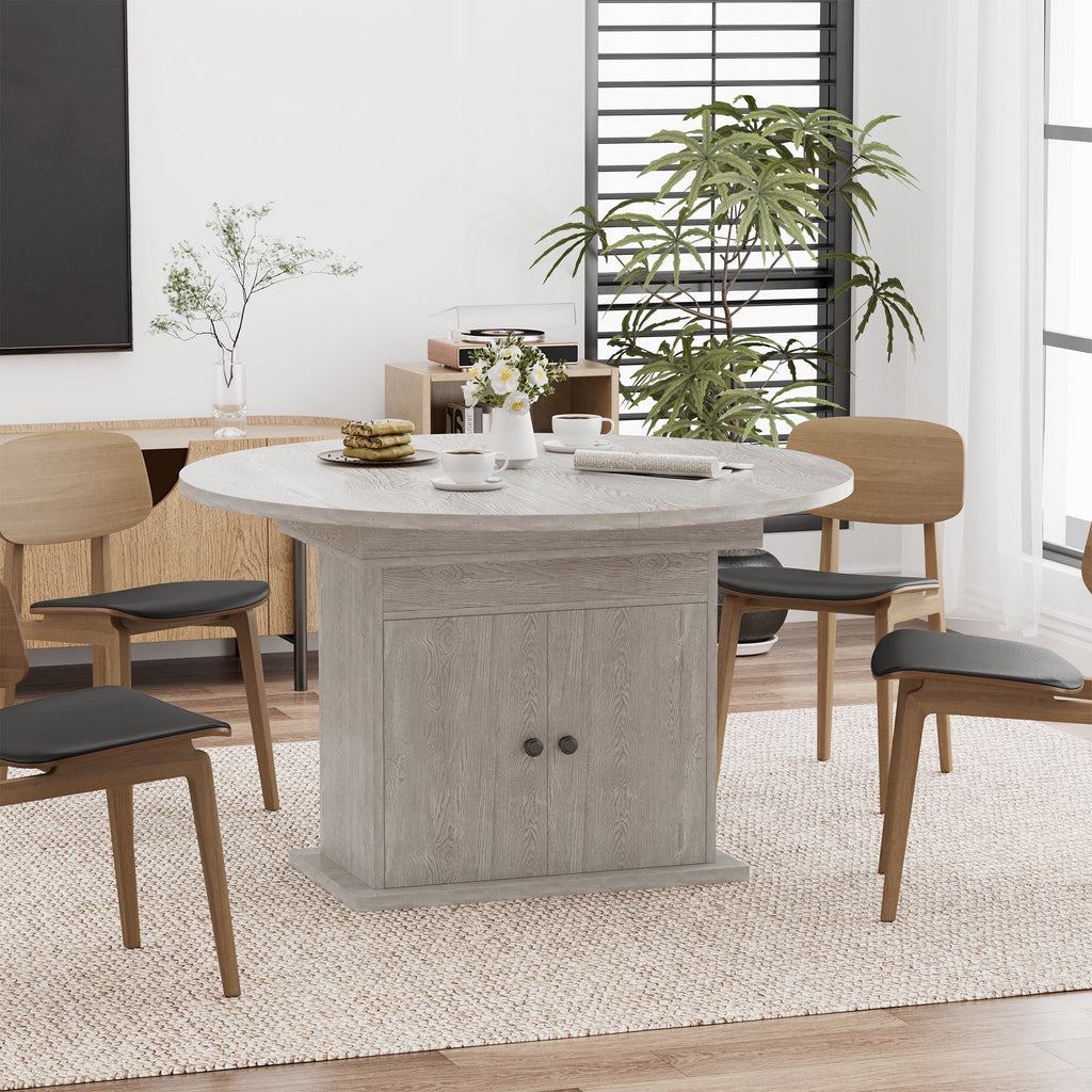WARAYZ 43.3–59in Extendable Dining Table, Wood Expandable Design with Hidden Storage, Rectangular Space-Saving Dark Brown